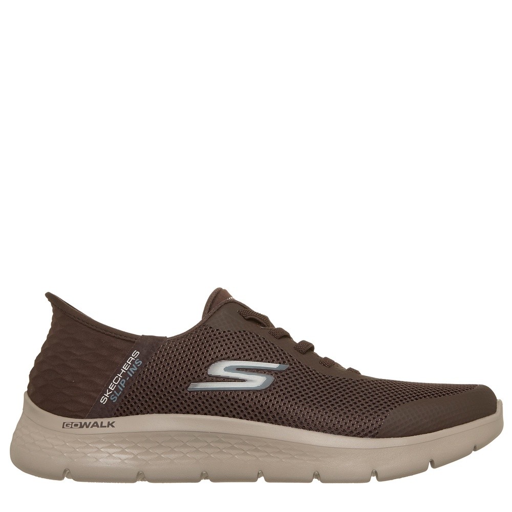 Cómoda  GO WALK FLEX - HANDS UP marrón: Deportiva SKECHERS para hombre con plantilla Air-Cooled Memory Foam, suela de goma flexible y cordones elasti. Cómodas ya. ¡Cómpralas! Altura Tacón bajo (1-3 cm) Referencia