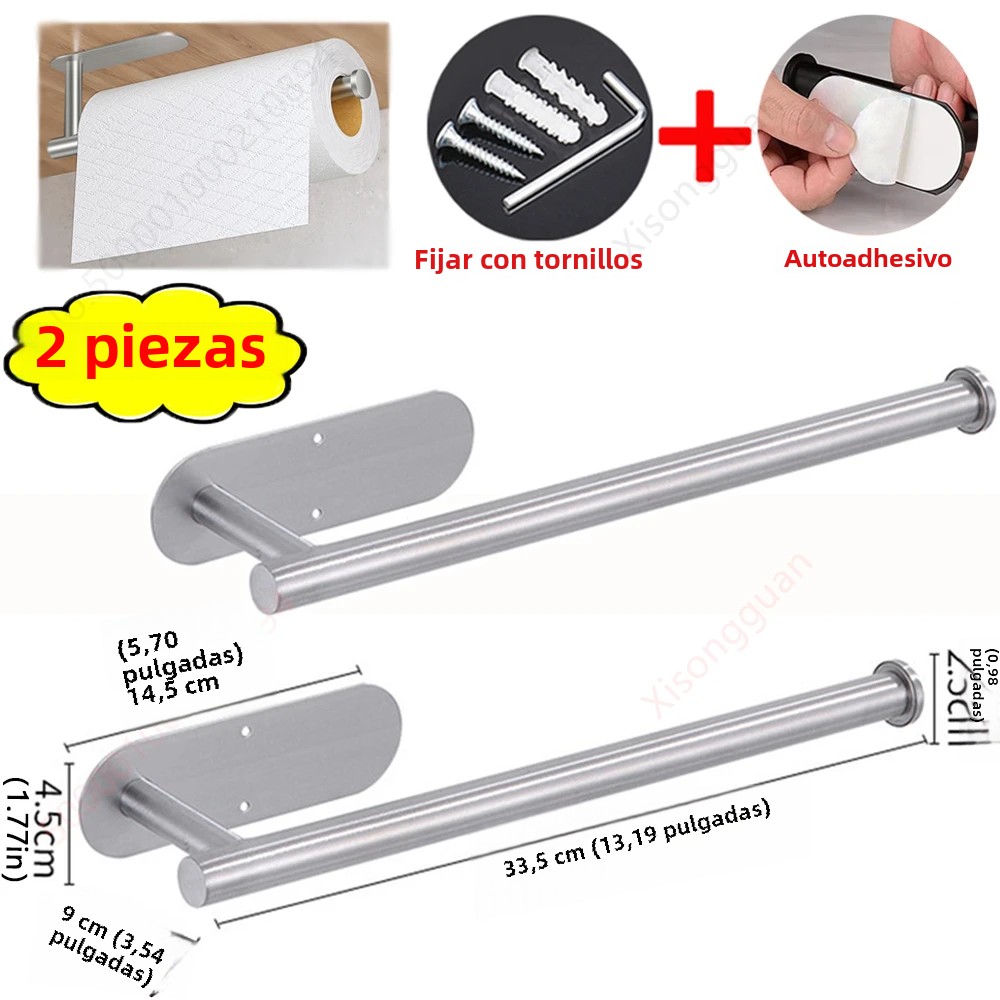 Soporte De Papel Toalla Para Cocina Y Baño Adhesivo Acero Inoxidable Organizador De Almacenamiento Para Algodón Y Servilletas Accesorios De Baño