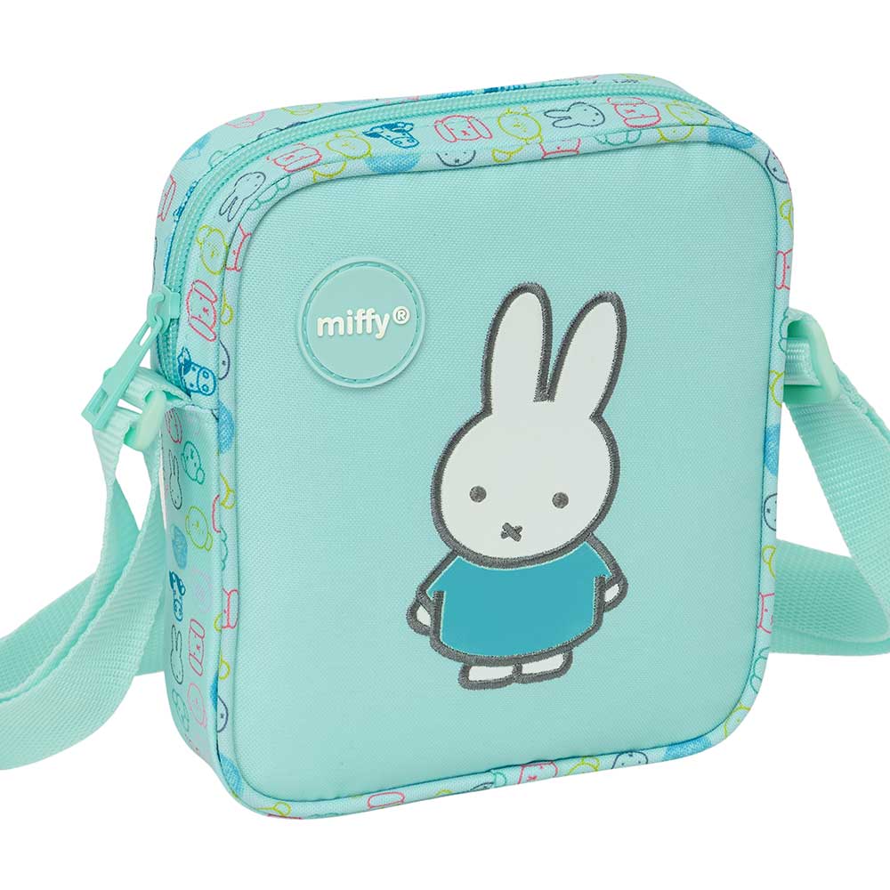 SAFTA | Bandoleras Infantiles Miffy Buddy, Y Friends, Bolsitos Cruzados con Correa Ajustable, Material Reciclado, Repelentes al Agua, Cierre con Cremallera, Uso Diario y Escolar