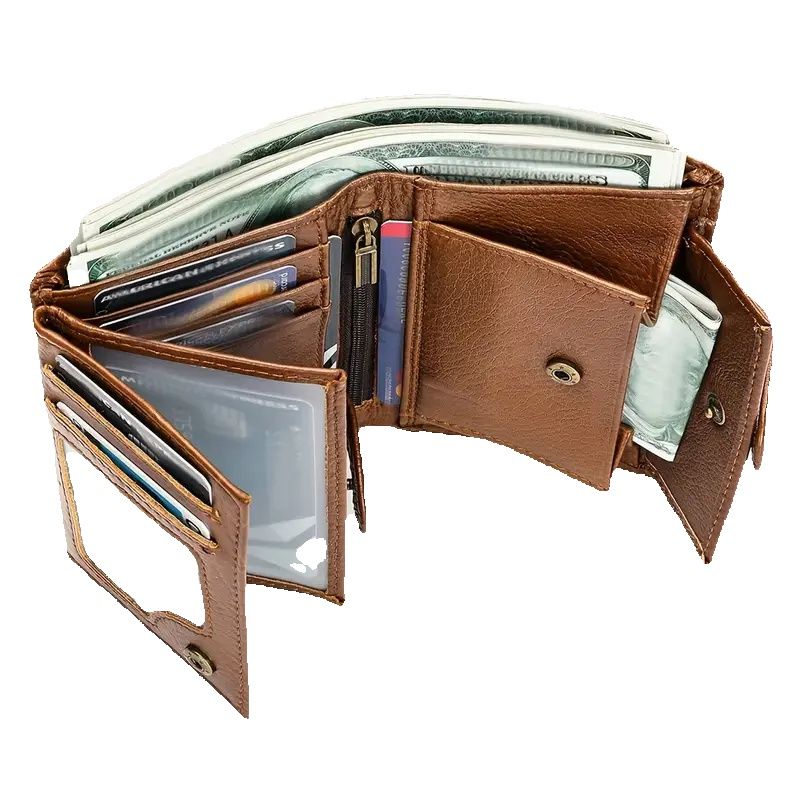 TK Cartera de cuero genuino para hombre Monedero antirobo y tarjetero Estilo casual No lavable Gift de San Valentín para hombres