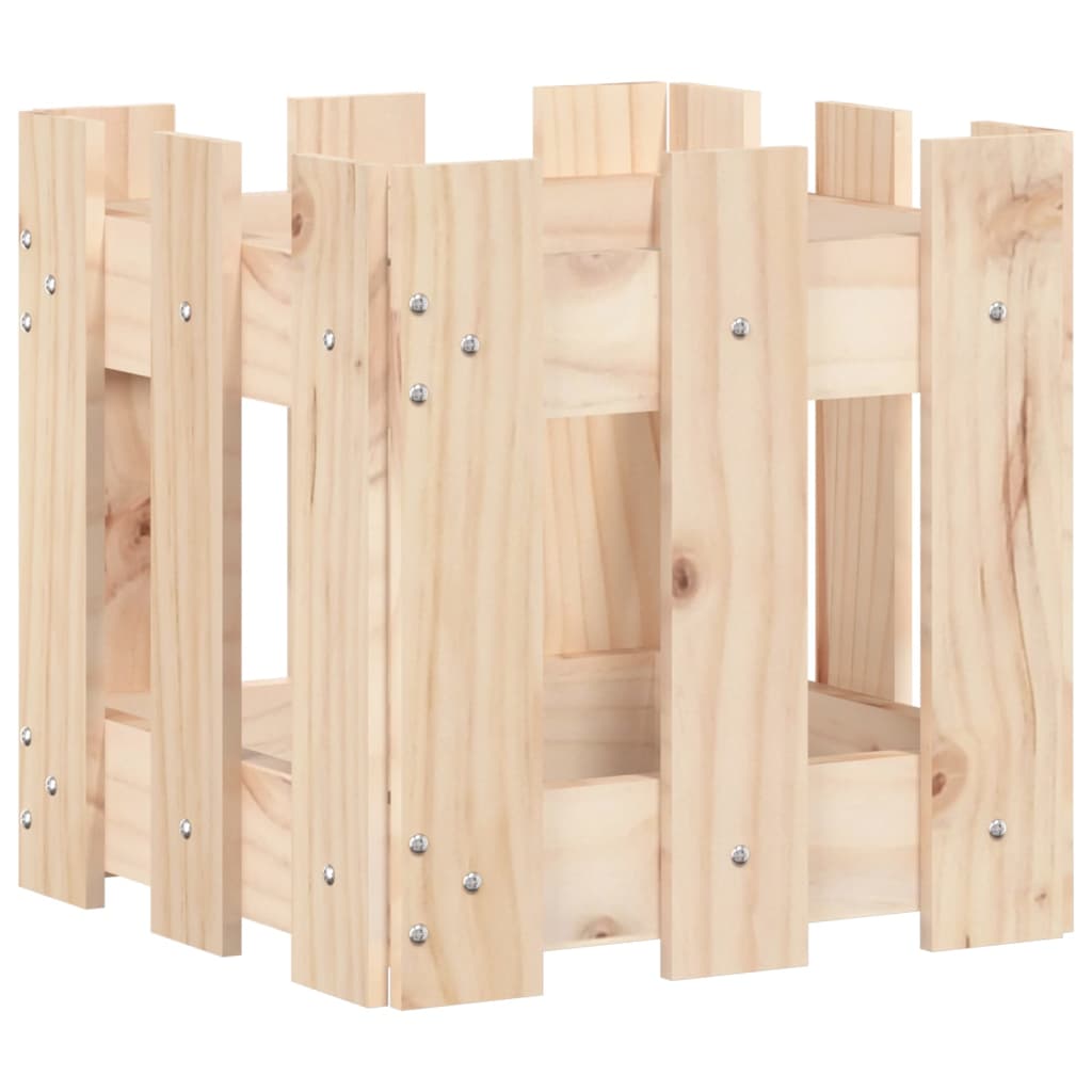 vidaXL Jardinera con diseño de valla madera maciza de pino 30x30x30 cm