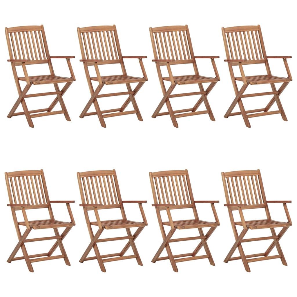 vidaXL Sillas de exterior plegables 8 uds madera maciza acacia
