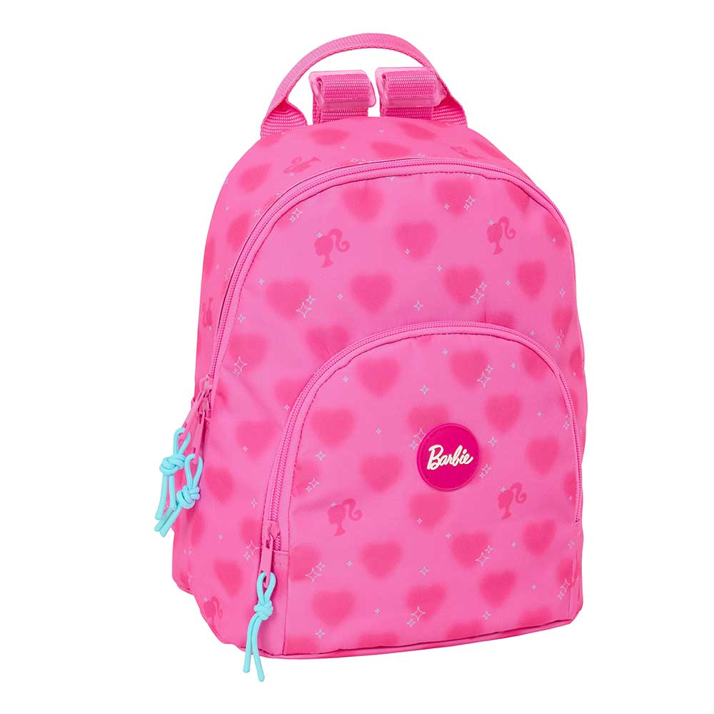 SAFTA | Mochila Escolar Barbie Rosa con Estampado de Ergonómica y Acolchada, Compartimento Principal con Cremallera, Tarjeta Identificación, Asa Superior, Infantil Vuelta al Cole, Bolsillo Interior