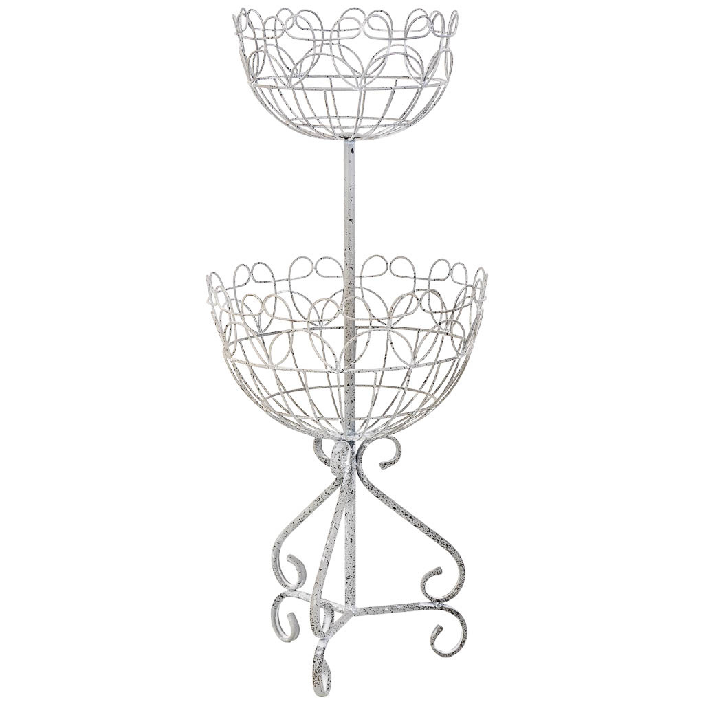 Centro de mesa de metal blanco Medidas: 33,02x33,02x78,11cm