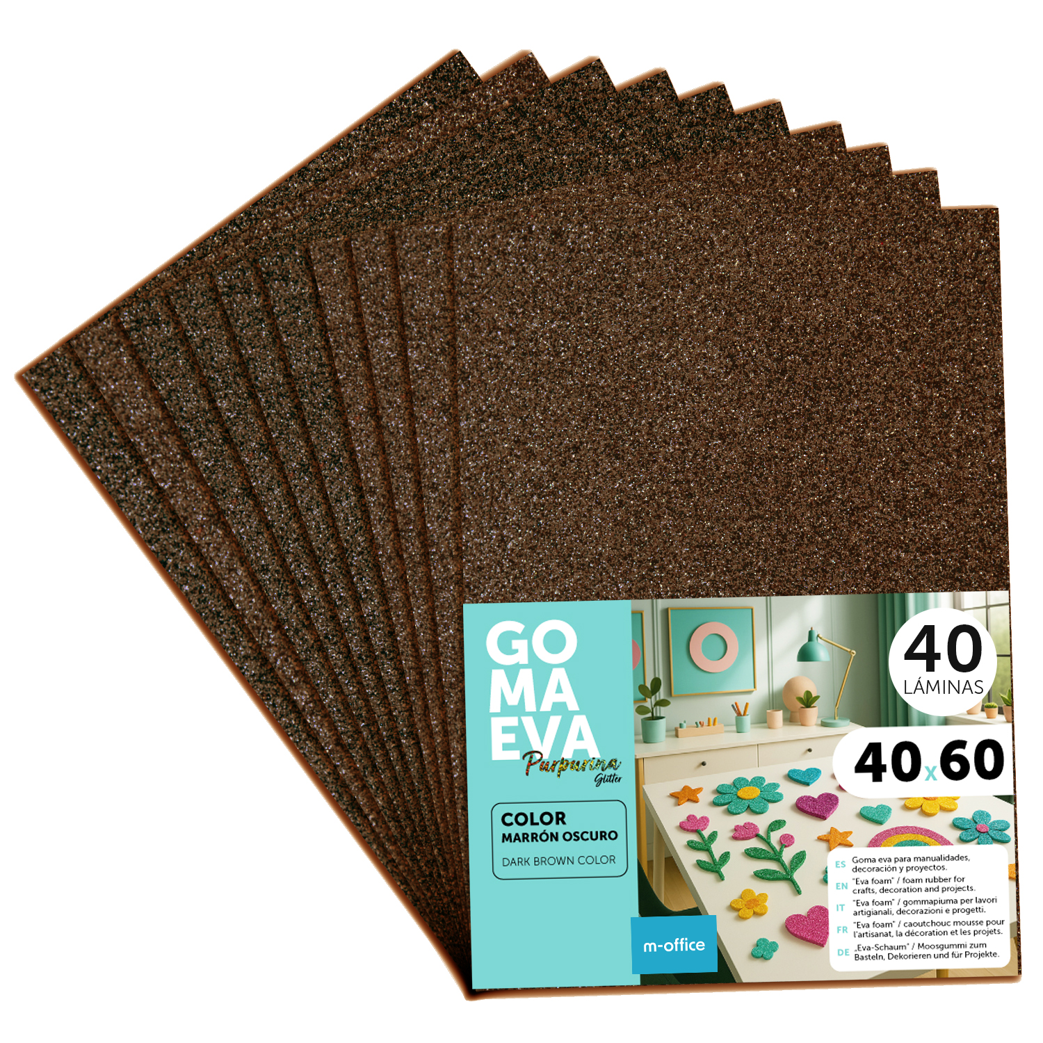 Goma Eva para Manualidades, Goma Espuma de Colores para Proyectos Creativos, Ideales para Artes y Manualidades, uso Escolar, Profesional o Artístico 40x60cm - m-office