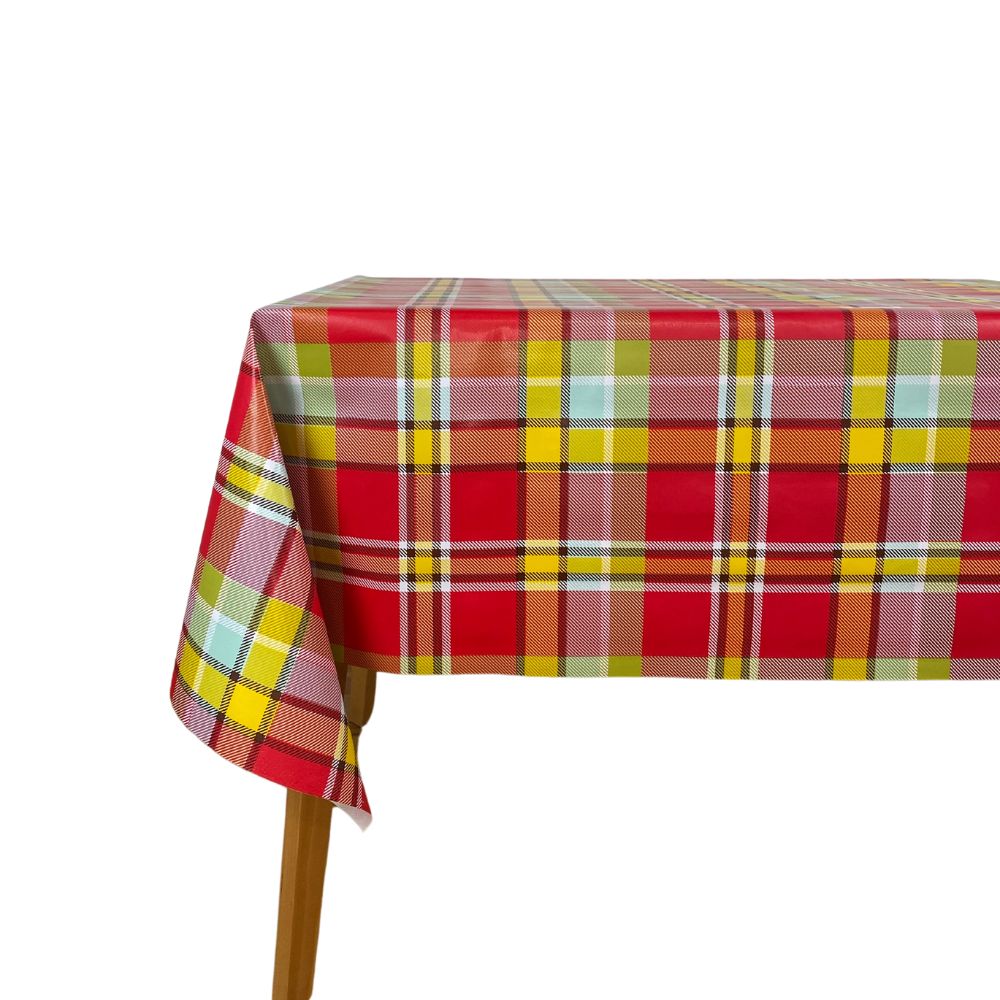 Mantel Hulehule Tex - Hule PVC Anti manchas Fácil Limpieza Resistente al Agua Cuadros Rojos Amarillos Verdes - ERIC