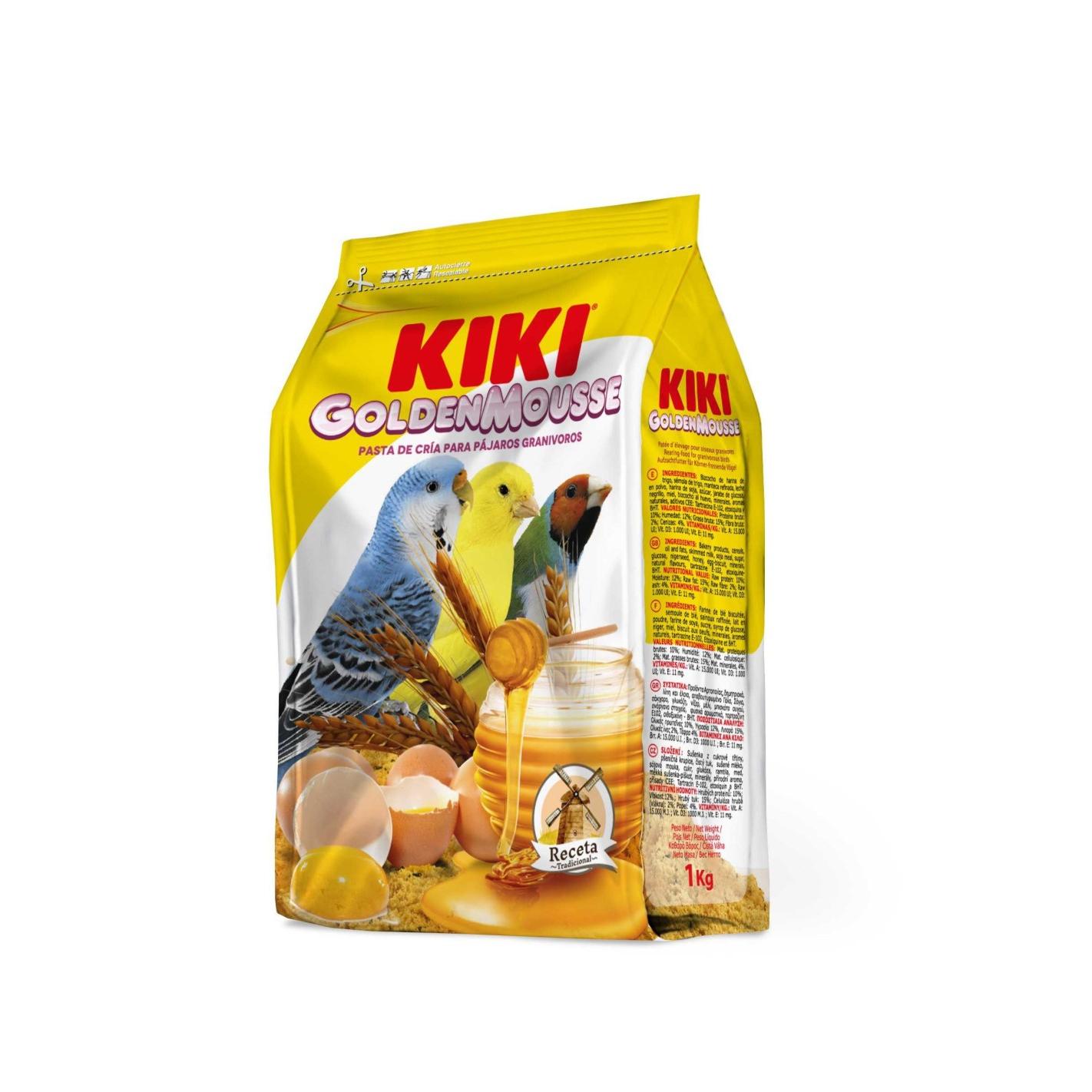 Kiki Goldenmousse Alimento para Crías de Aves - Pasta de Cría Amarilla - Nutrición para Canarios - Formato 1kg
