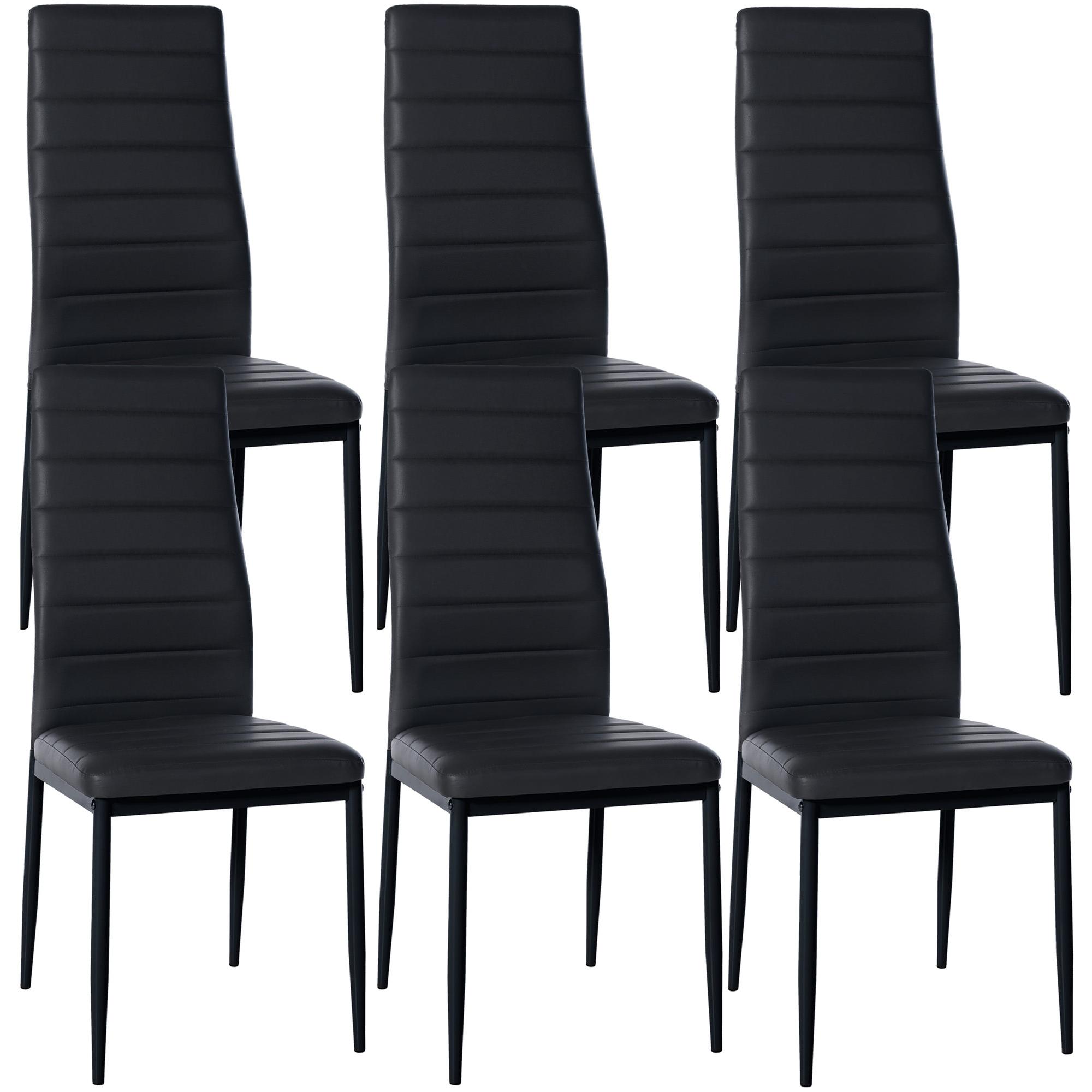 Set de 6 sillas de comedor Mayfair Negro,Simil cuero