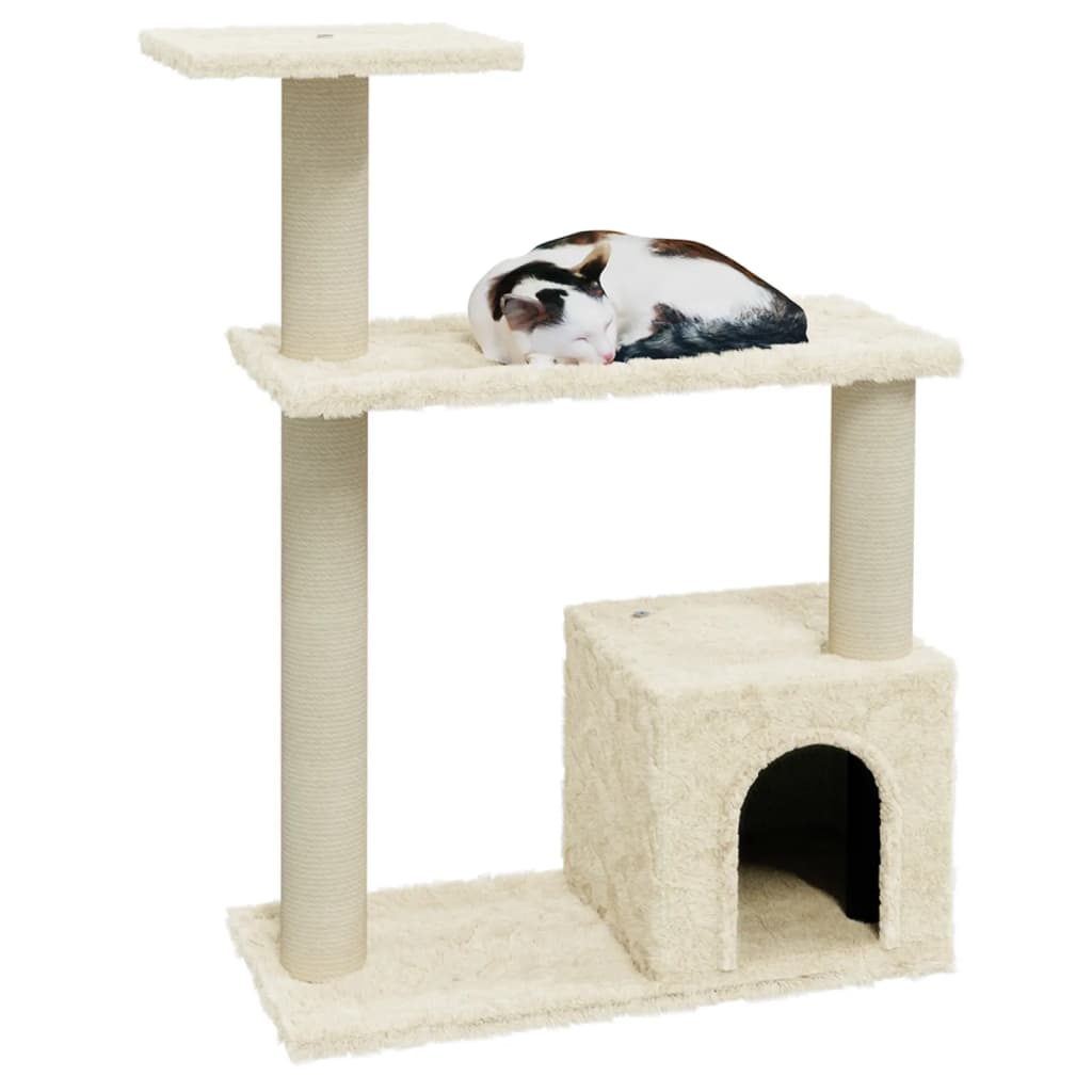 vidaXL Rascador para Gatos con Postes de Sisal 70 cm Mascotas Refugio Color Crema,  Gris claro,  Gris y mas