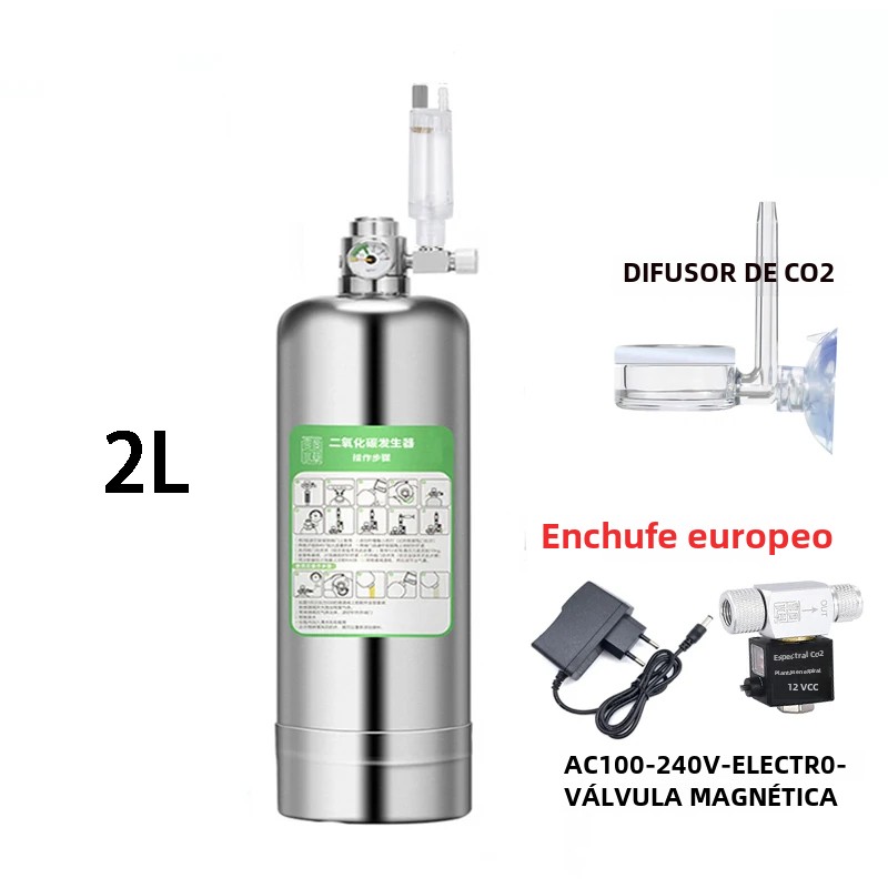 TK Kit De Generador De CO2 Para Acuario Sistema De Reacción De Dióxido De Carbono En Acero Inoxidable Para Plantas Y Peces