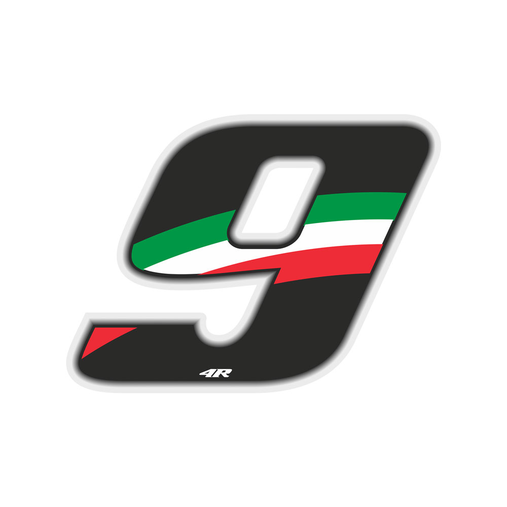 Pegatina Race Number para Motocicleta "9" Tricolor 27x37mm