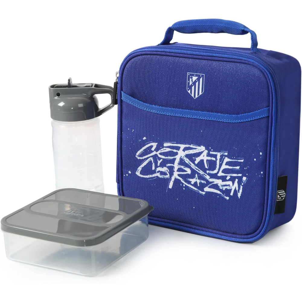 Atlético de Madrid New Import Bolsa Portaalimentos Térmica con Tupper y Botella Azul 87675
