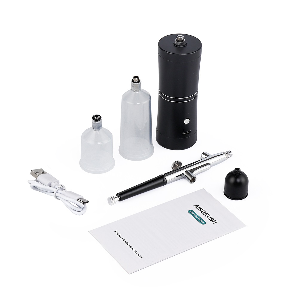 TK Kit De Aerógrafo Portátil 0.3mm Negro Single Action Con Compresor De Aire Mini Para Pastelillos Maquillaje Uñas Herramientas De Belleza Multifuncional