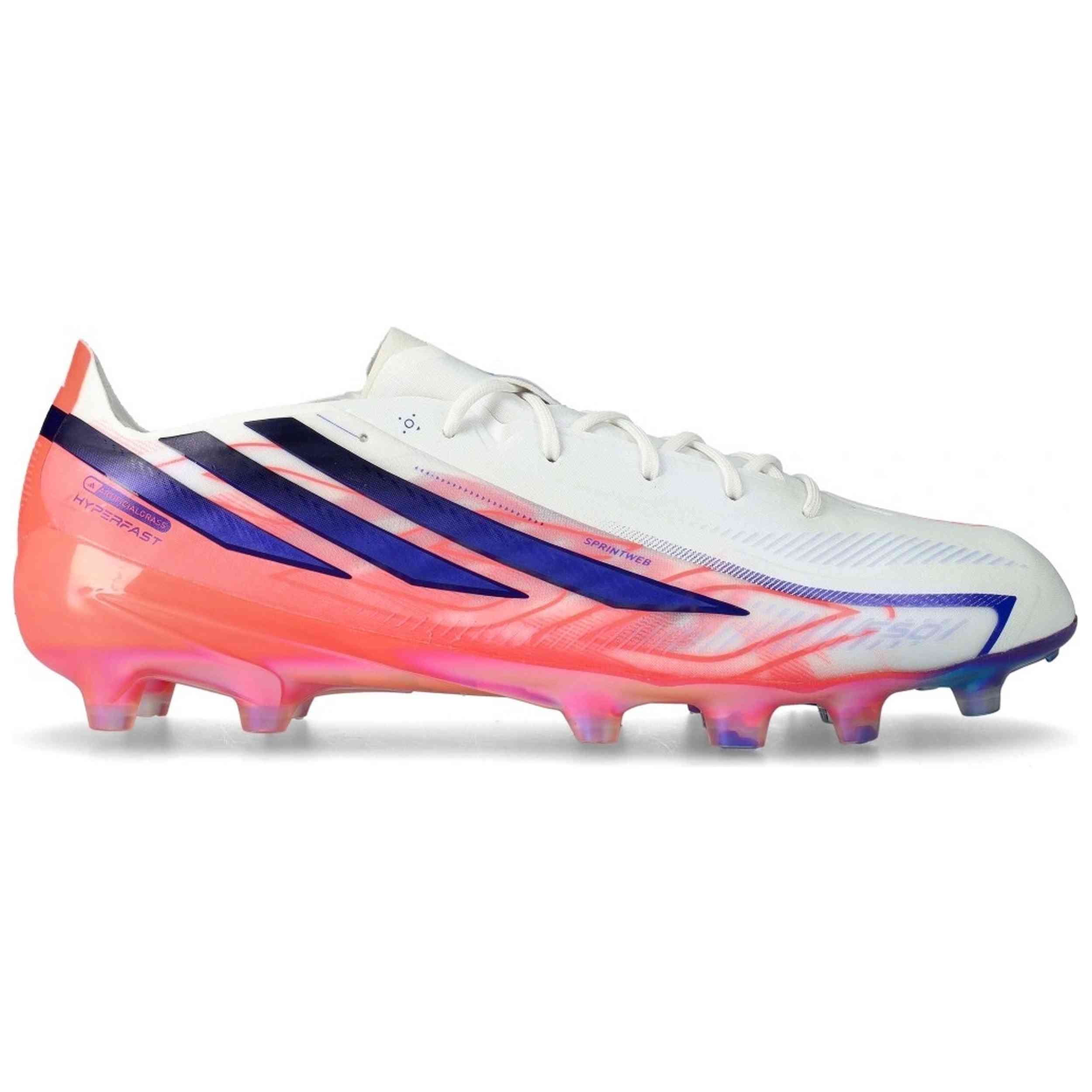 Botas De Futbol Adidas modelo F50 Hyperfast Elite AG "Cloud White / Solar Purple / Solar Turbo" para hombre y mujer en color Blanco