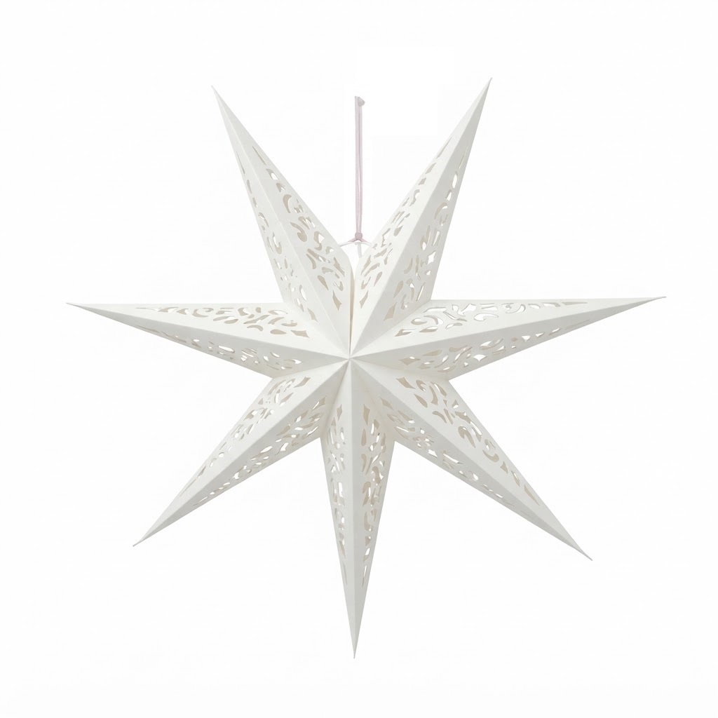 Set de 6 a 12 Colgantes de Estrellas de Papel de 67 cm - Decoración Navideña Colgante Estrella de Adviento Roja o Blanca