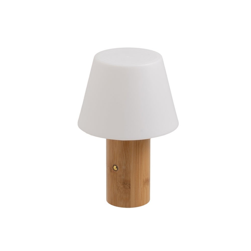 Lámpara LED regulable y recargable de 1W de bambú con USB-C. 15x15x23 cm Da luz cálida, neutra o fría. Botón táctil en el pie de bambú. Ideal para crear un entorno acogedor. No incluye cable USB CasaSelección