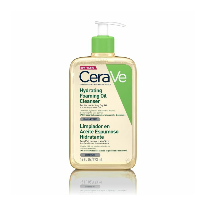 Cerave Limpiador en Aceite Espumoso Hidratante para Piel Normal a muy Seca (Apto para pieles atópicas) 473ml