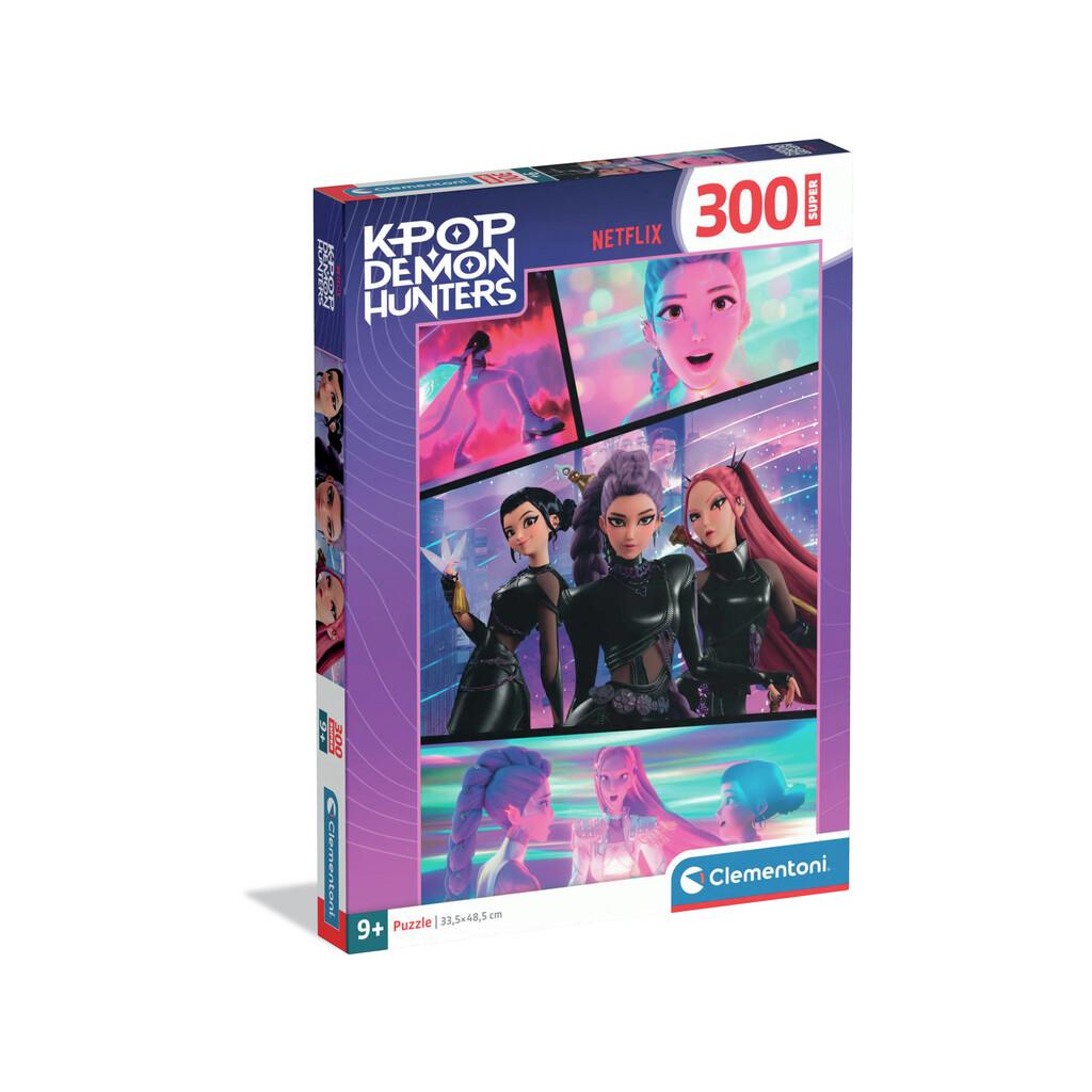 Puzzle Super 300 K-Pop Demon Hunters Rumi, Zoey y Mira Juguetes Clementoni