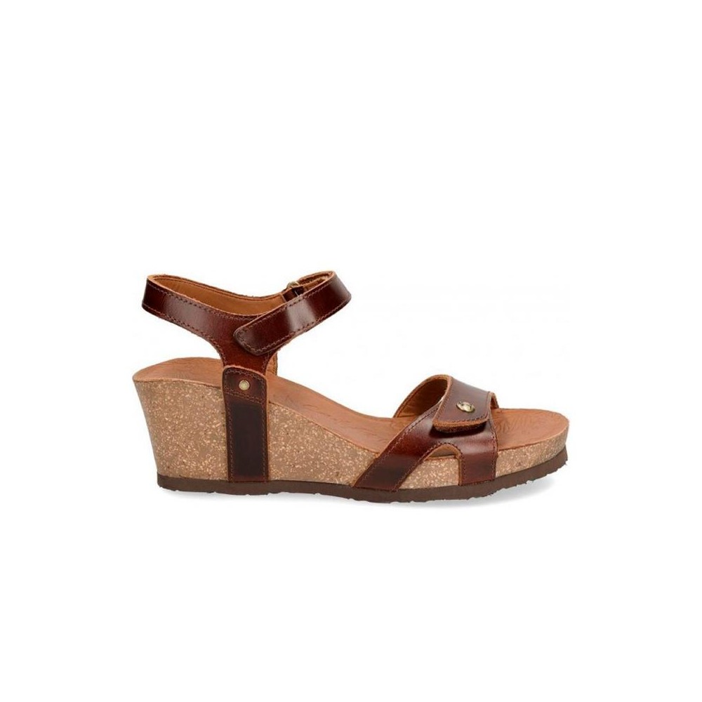 Panama Jack - Cuñas Julia mujer en cuero natural, diseño moderno tipo sandalia cuña ideal para verano y ocasiones casuales