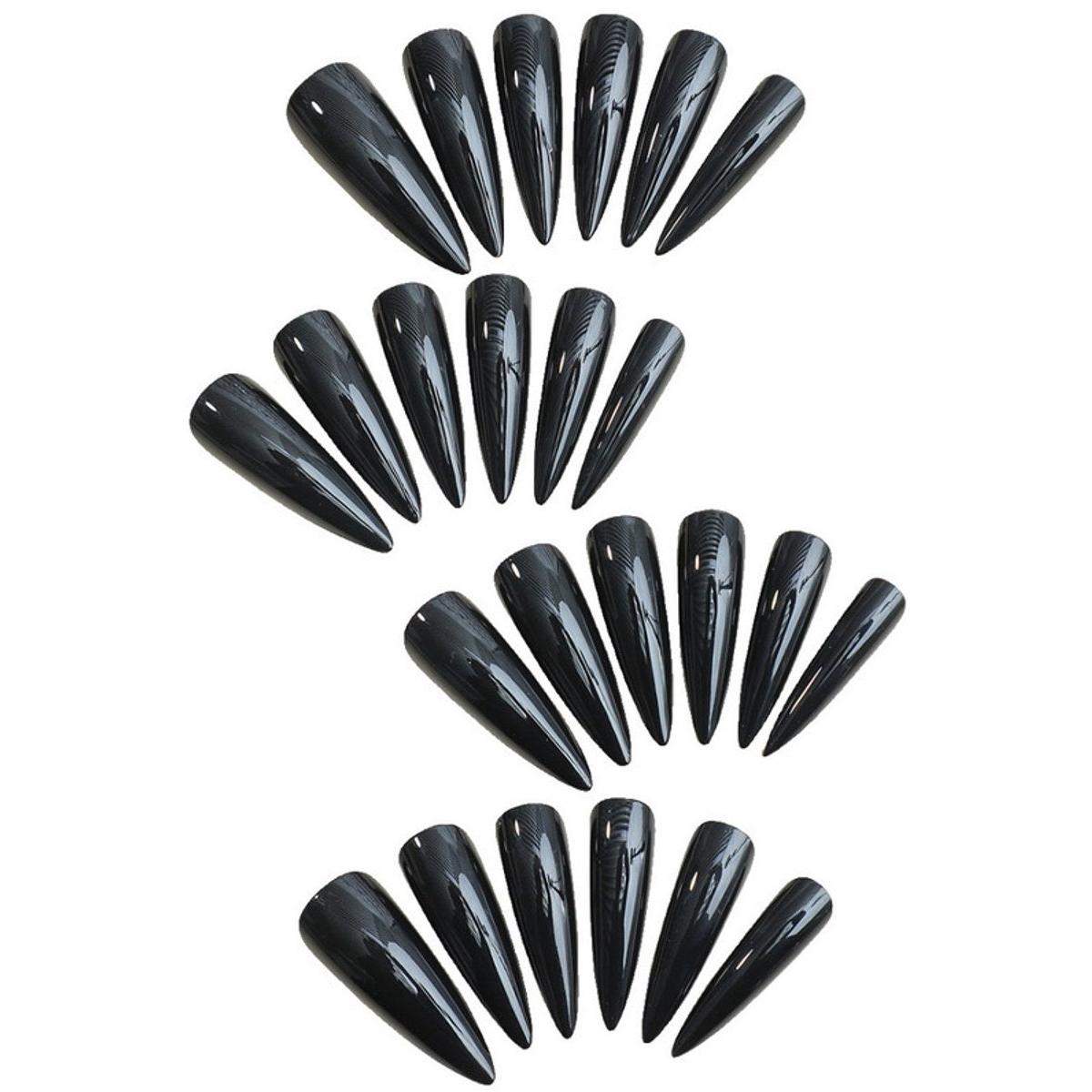 Om Home Uñas postizas adhesivas - 48 puntas de uñas + 2 láminas de tiras adhesivas + 2 limas de uñas - 12 tamaños - Uñas puntiagudas de color sólido - Removibles - Fáciles de aplicar y cambiar - Aptas para uso doméstico