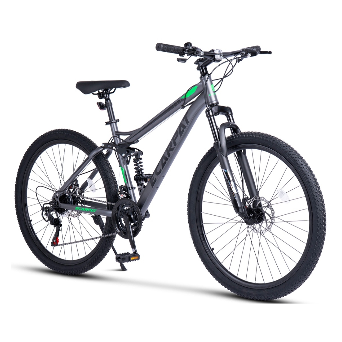 ECARPAT E2760,  Hybrid Bicycle, 27.5-Inch Full Suspension Mountain Bike, 21-Speed Gearing, Dual Disc Brakes, Double-Wall Rims, for Adults 160-175 cm (85% Pre-assembled)