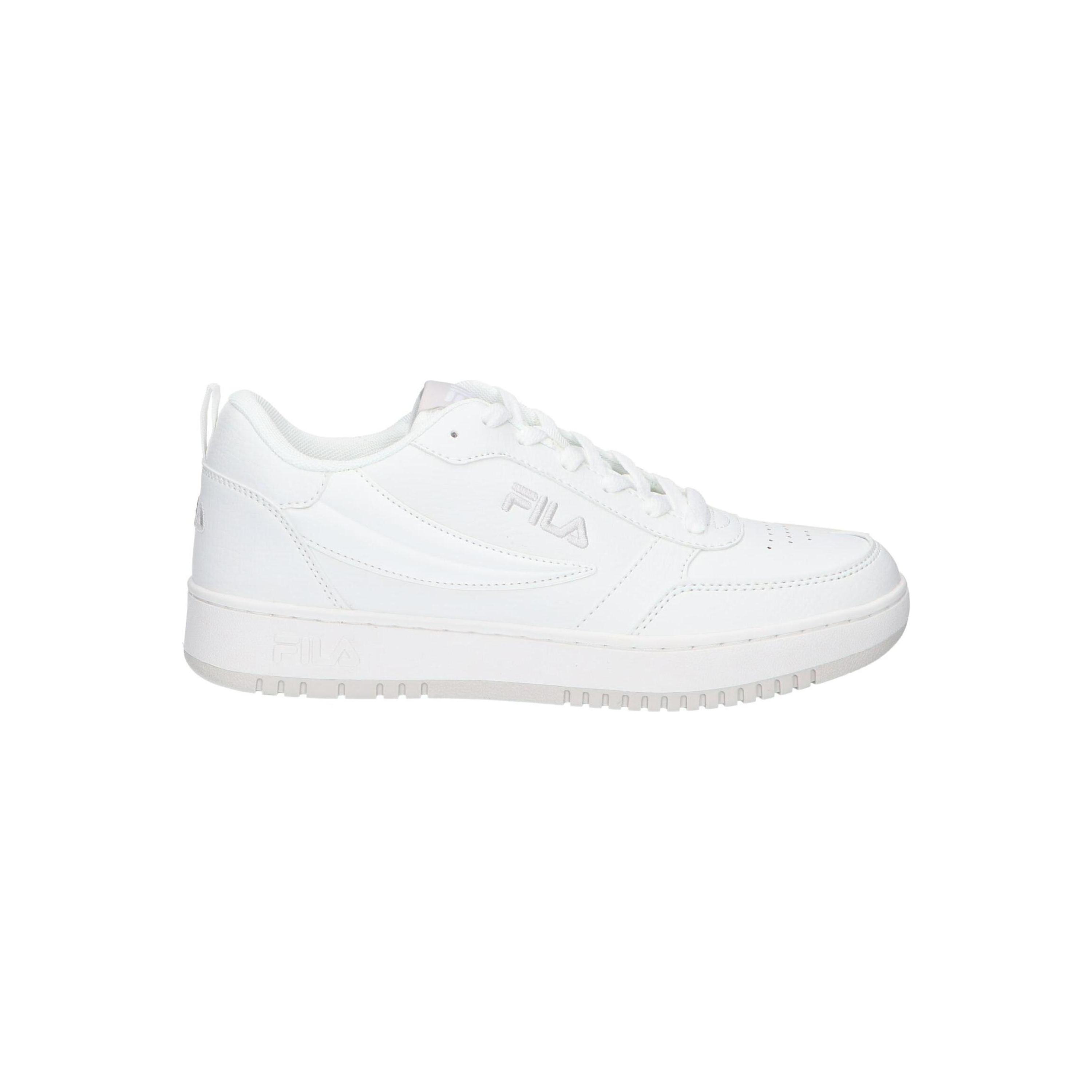 Fila White Shoes for Women, Synthetic Leather Lace-Up Sneakers with Rubber Sole, Comfortable and Versatile Footwear for Daily Wear, Ideal Women's Sneakers in White, Perfect for Various Occasions.
