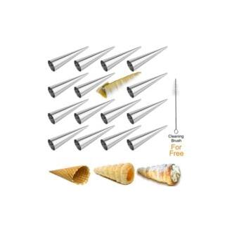 CA Molde para croissants Sollbry (16 piezas), de acero inoxidable, con forma de cono en espiral, para croissants, hojaldre y helado (127 mm x 36 mm)