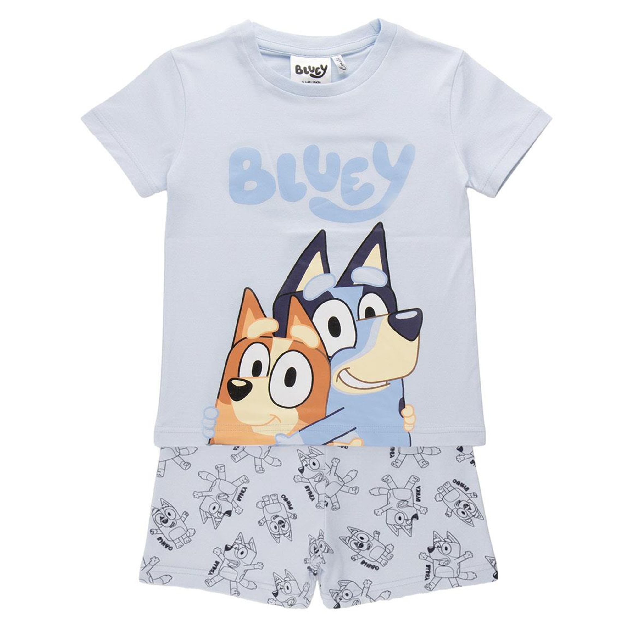 Pijama Corto Bluey 2 Piezas - Conjunto Verano Bluey con Camiseta Manga Corta y Pantalón Corto, Pijama Suave y Transpirable, Ropa de Dormir Cómoda