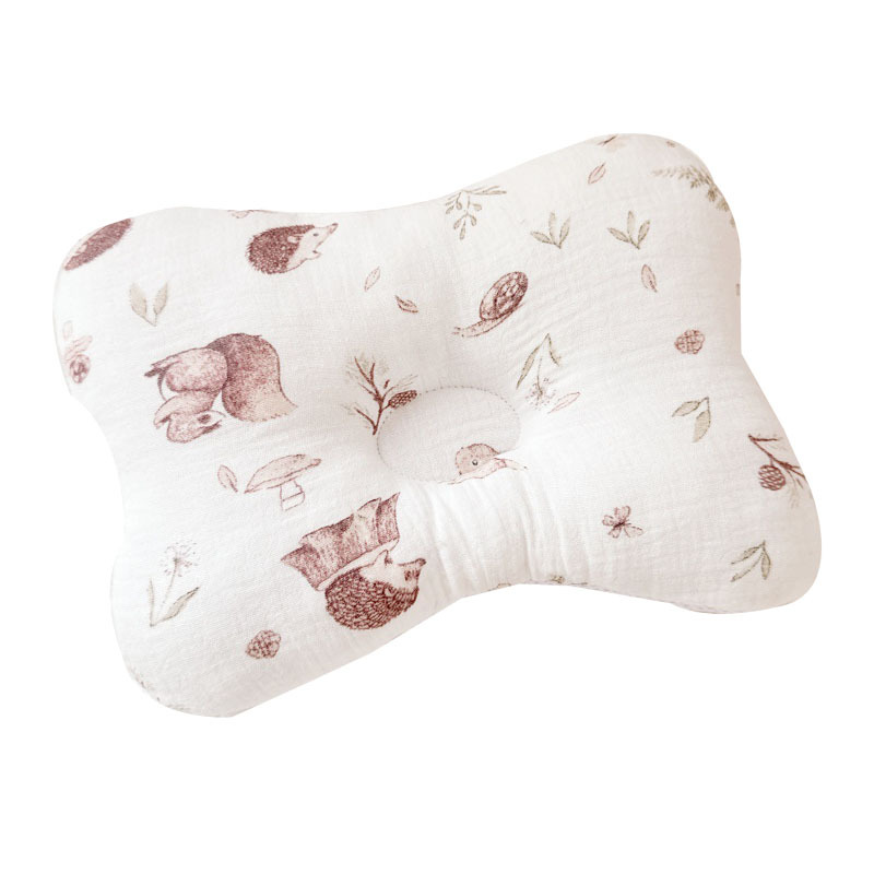 CA Almohada moldeadora para bebés recién nacidos de 0 a 6 meses para prevenir la desviación de la cabeza y corregir la forma de la cabeza, almohada estampada de gasa para bebé