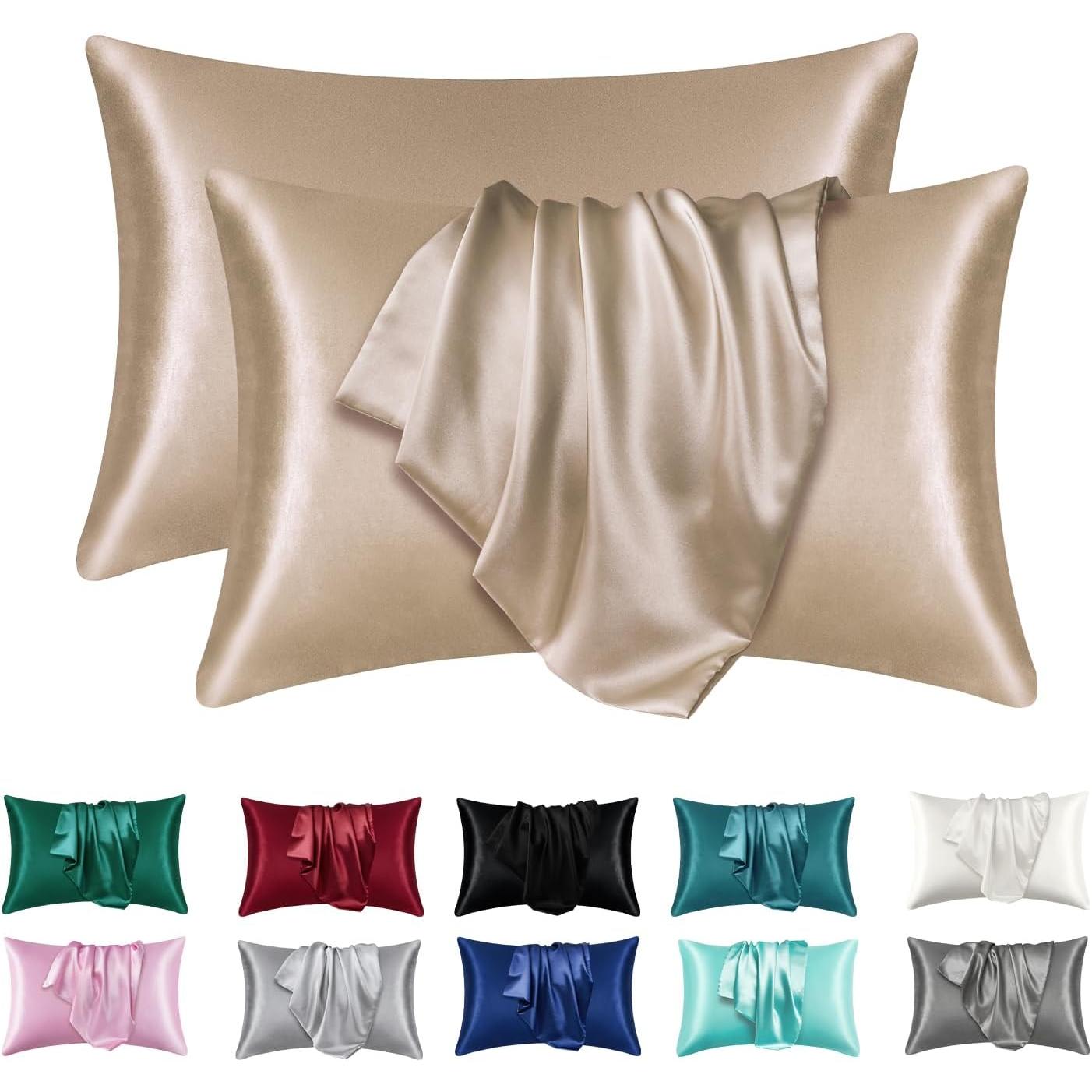 TK 2pcs Fundas De Almohada De Satén Seda Para Cabello Y Piel Coral Tamaño Estándar Super Suaves Fundas De Almohada Poliéster Sin Estampado Proveniente De Mainland China