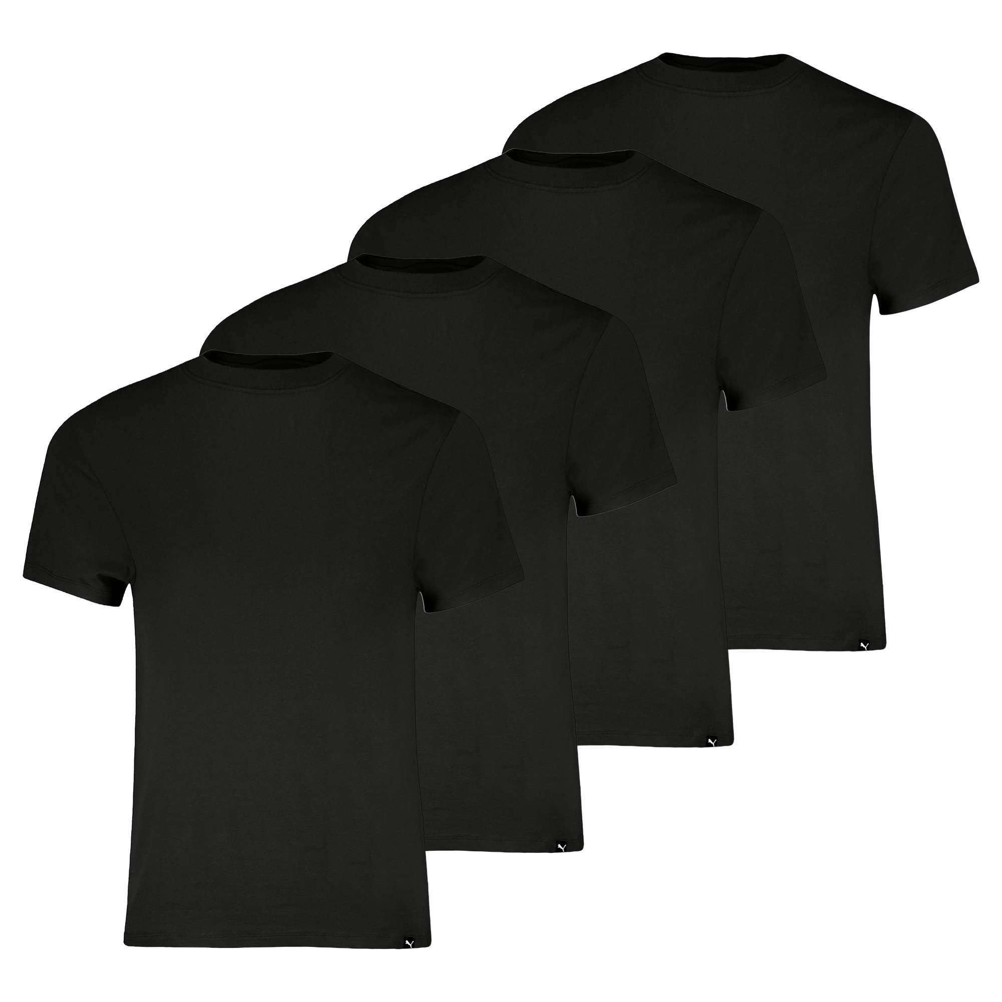 PUMA Camisetas para hombre, pack de 4 - Crew Neck Tee 4P, cuello redondo, corte regular, algodón, liso Crew Neck Tee 4P