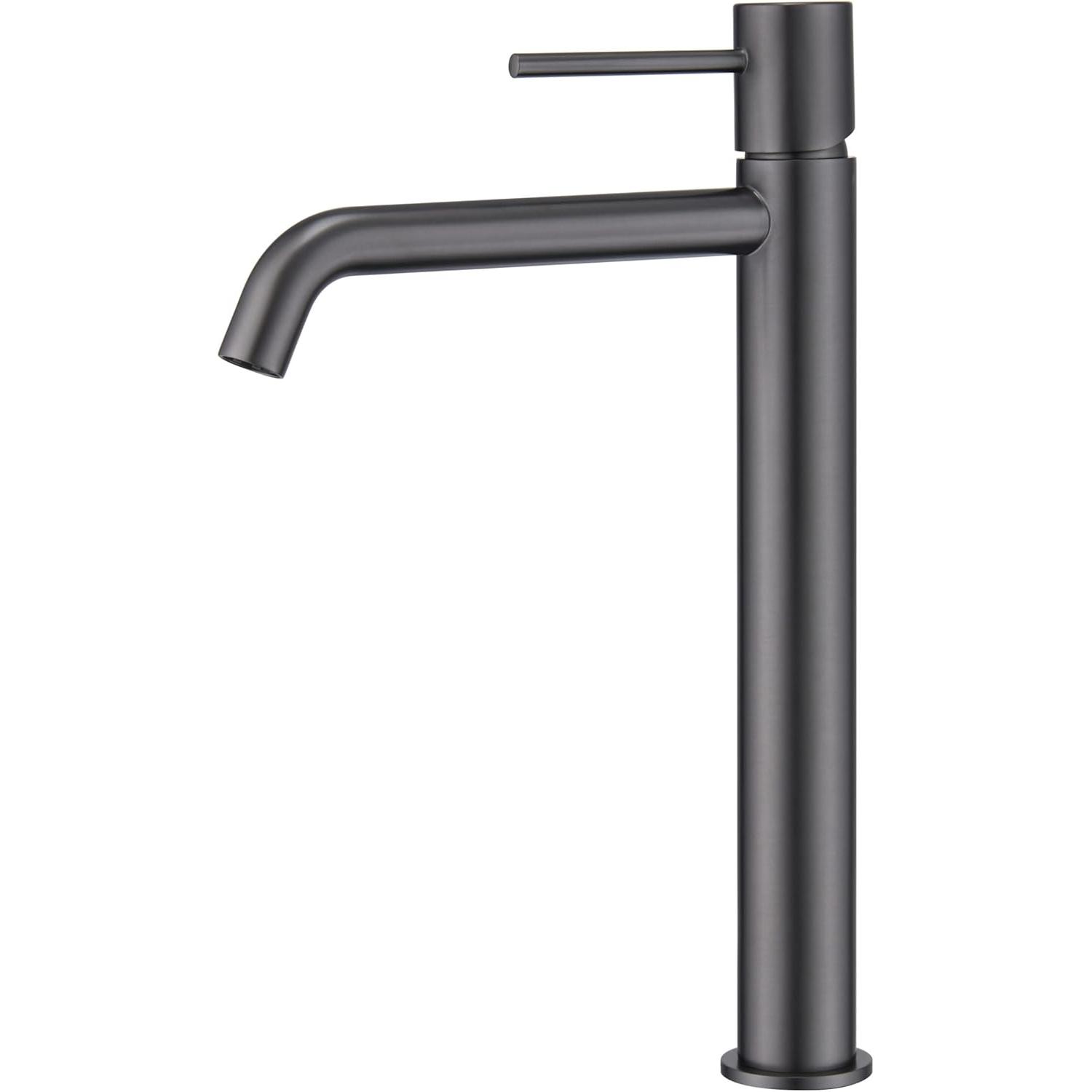 TK Black Gun Metal - gris muy oscuro satinado Grifo Monomando de lavabo Caño Alto fabricado en latón-Ghhralia de baño Diseño alto para lavabos color BDM039-3BGM