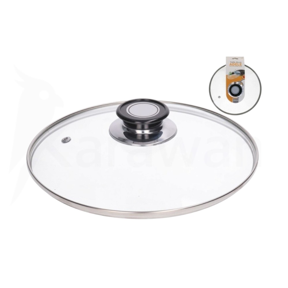 Tapa De Olla De Vidrio para Cocina Adele con Asa Central 24 Cm / 26 Cm