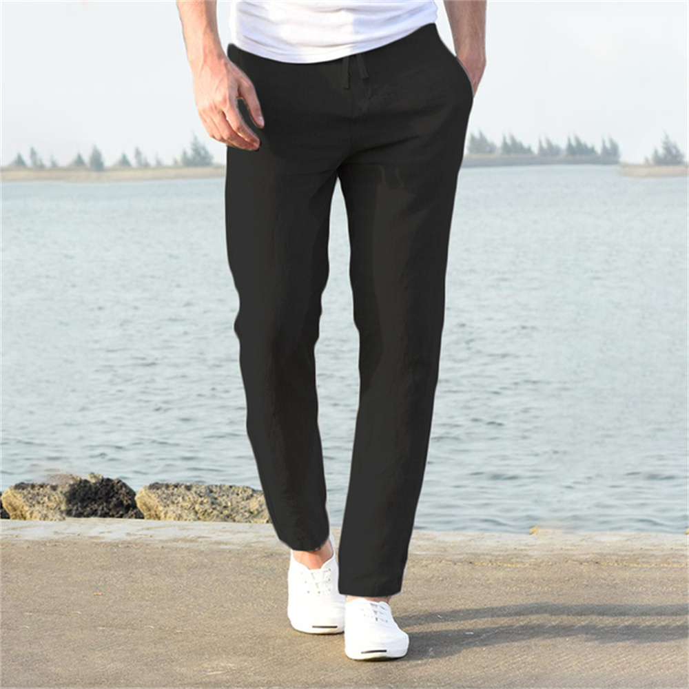 TK Pantalones De Lino De Algodón Para Hombre Otoño Nuevos Transpirables De Color Sólido Fitness Streetwear Talla S-3XL
