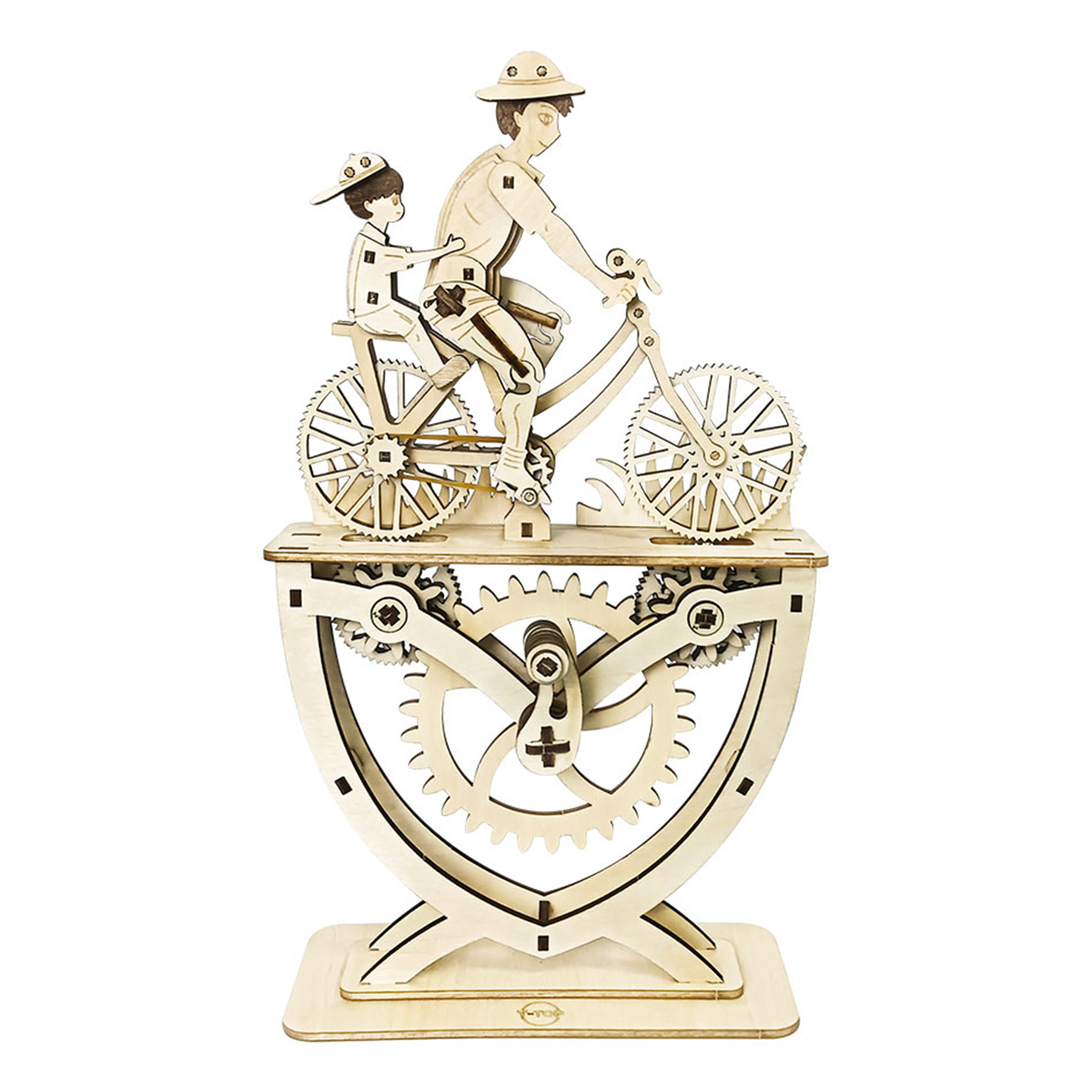 DAM. Maqueta de Madera 3D, con movimiento mecánico diseño de Amantes de la bicicleta - Padre e hijo. 118 piezas. 16x6x28cm.