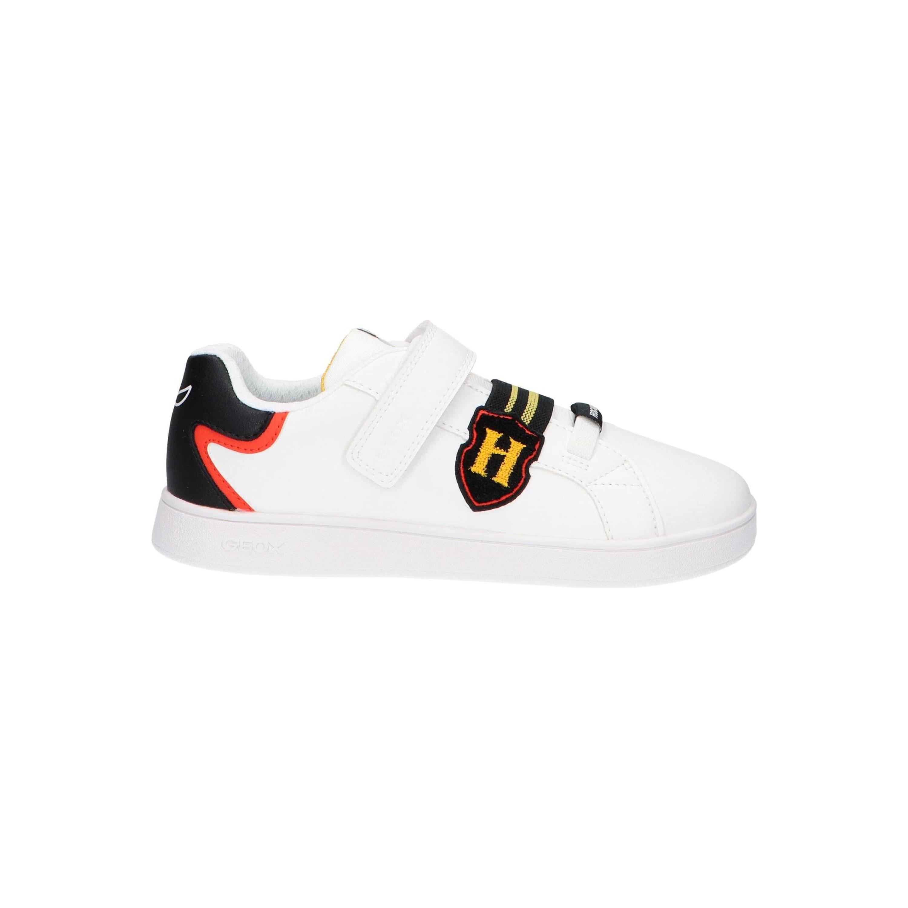 Geox White Casual Sneakers for Girls, perfect for everyday wear, made with synthetic leather upper, textile lining, and anti-slip rubber sole, ideal children's birthday gift or casual outings.