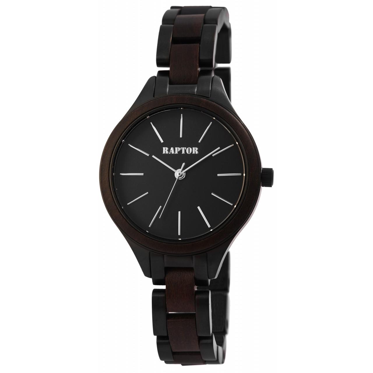 Reloj Raptor® Mujer com Bracelete em Madeira e Aço Inoxidável - 0206