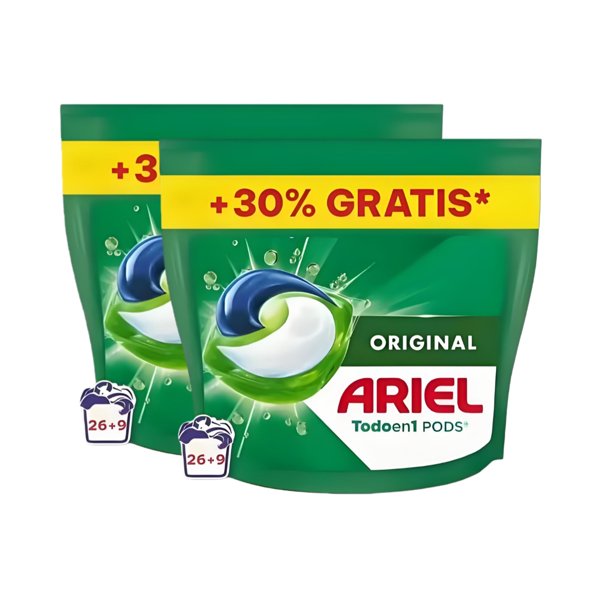 TopRed | Ariel Detergente Ariel Todo en Uno 26+9 - Elimina Manchas y Malos Olores 70 lavados 2 paquetes