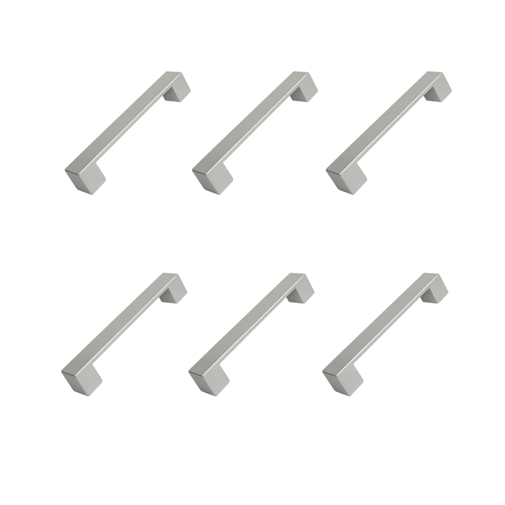 6 Un. TIRADOR Asa Mueble resina plástica ABS cromo mate Puerta Armario COCINA - Distancia tornillos 128MM