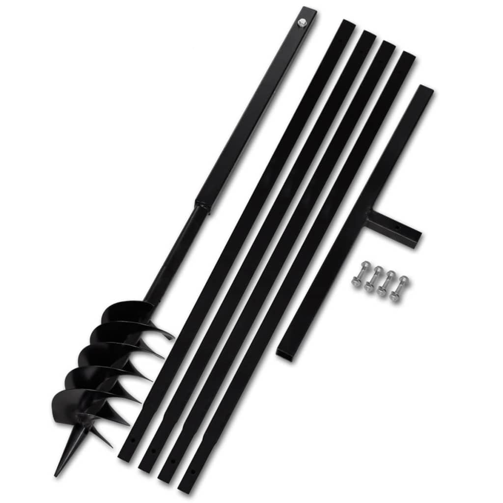 vidaXL Taladro de Tierra Con Tubo de Extensión 5 m Acero Dimensiones 80 mm,  100 mm,  120 mm y mas