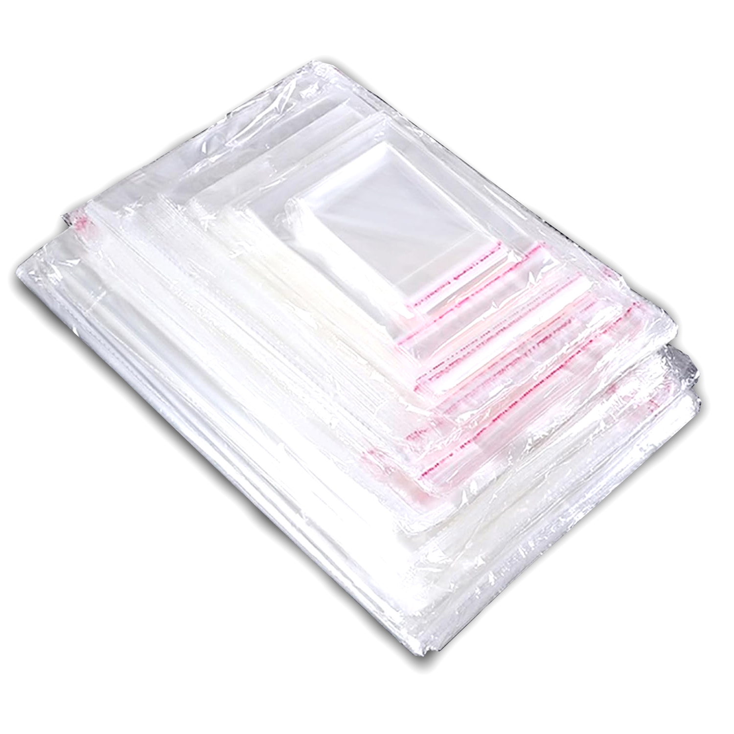 Artree | 200 pcs Bolsas de Plástico Transparente con cierre adhesivo. Bolsas de celofán en diferentes tamaños para productos