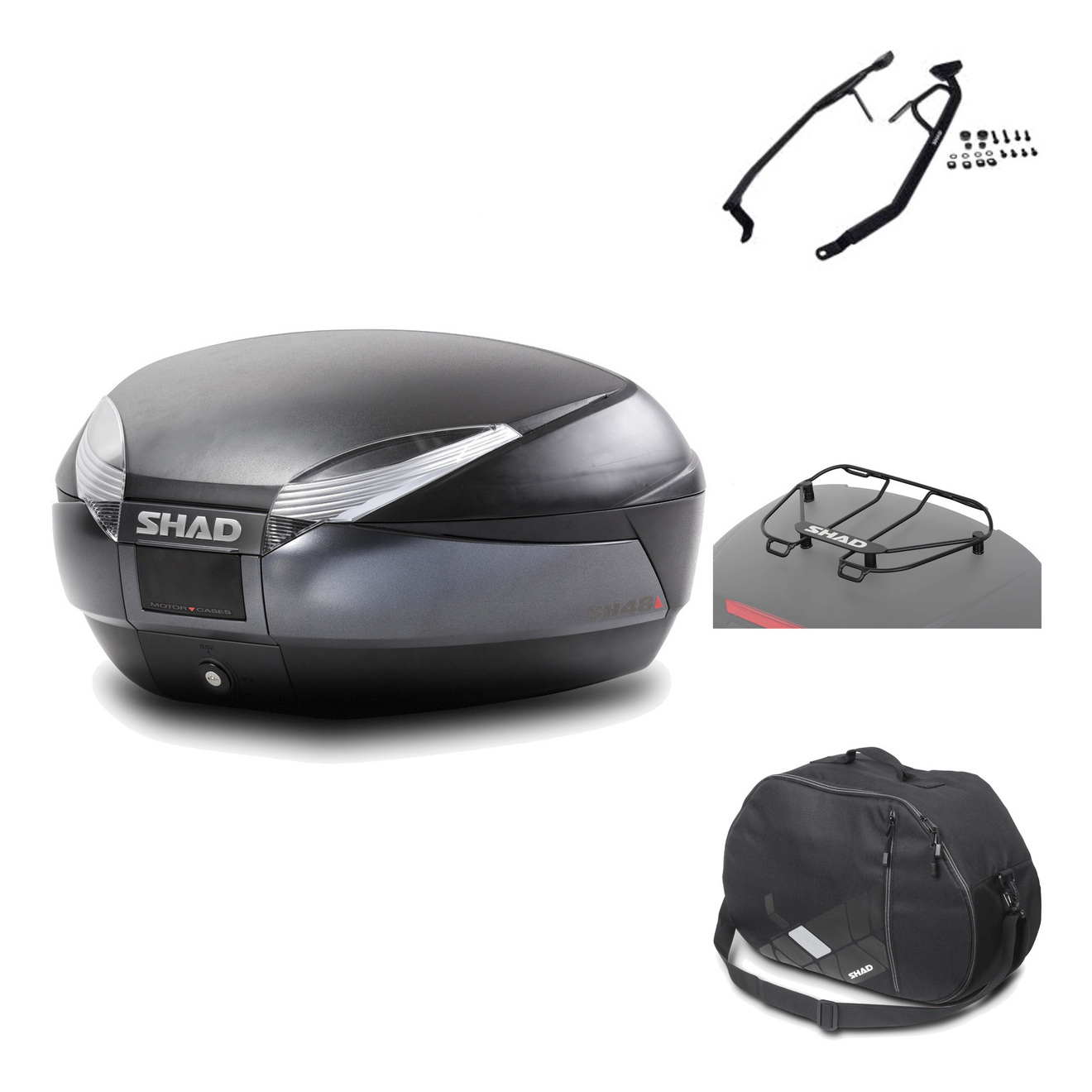 Baul Trasero + Herraje Montaje + Accesorios Sh48 Dark Grey Premium KIT-189768