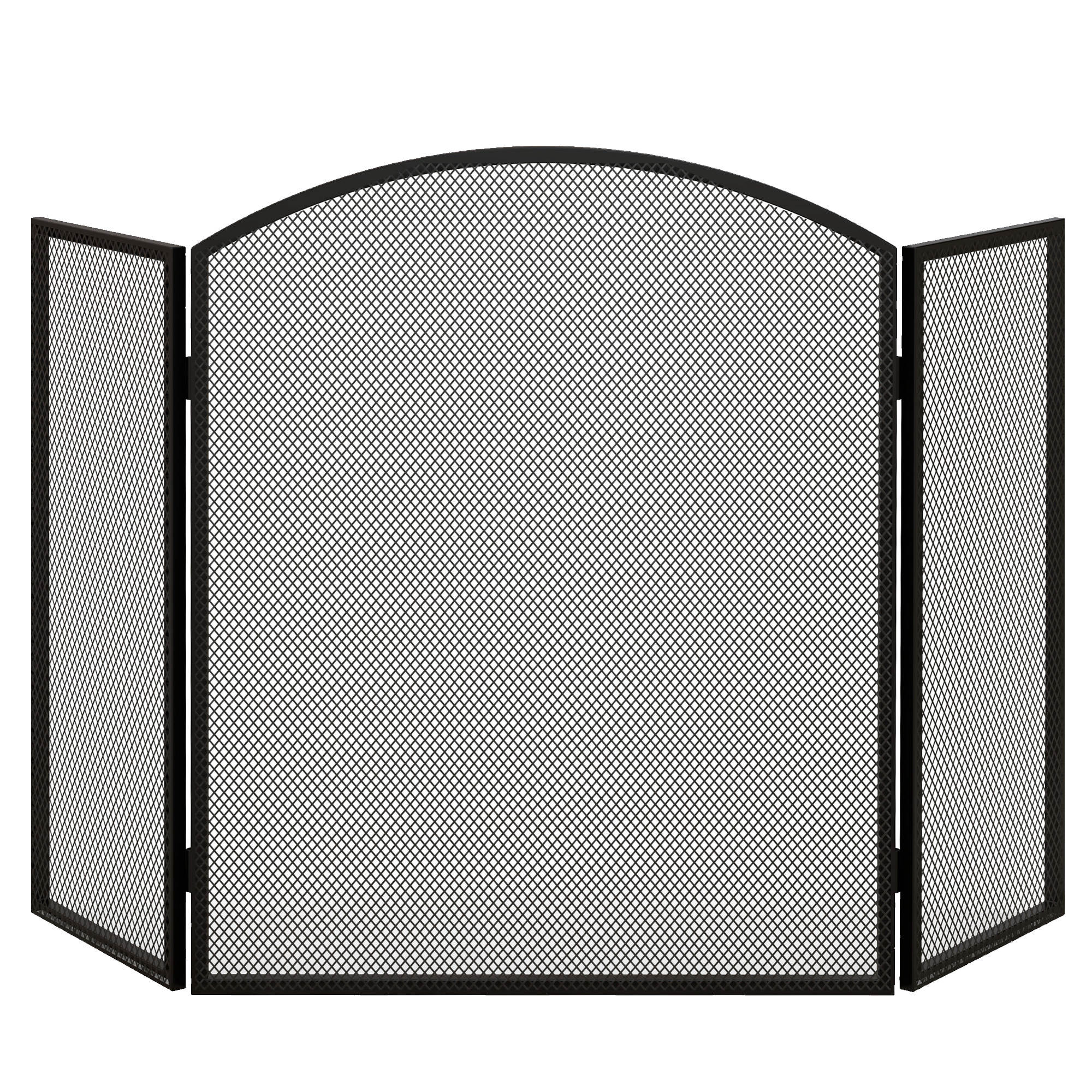 HOMCOM Salvachispas para Chimenea de 3 Paneles Protector de Chimenea Plegable con Estructura de Acero 96x62 cm Negro