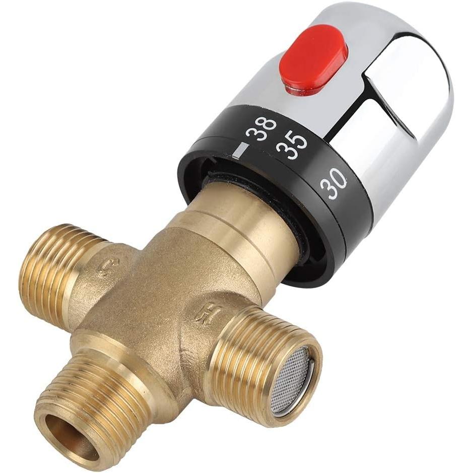 RICEEL Limitador de temperatura del calentador de agua, Mezclador termostático Mezclador de latón Mezclador Temperatura del agua Tubería Control del termostato del lavabo