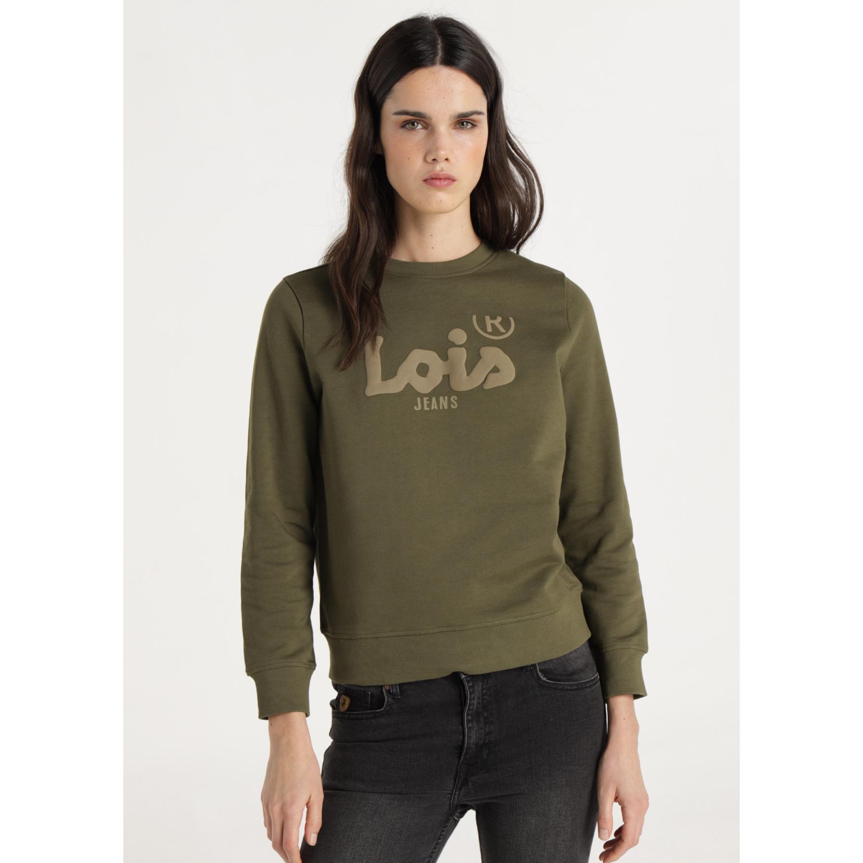 LOIS JEANS - Sudadera basica sin capucha cuello caja grafica brand