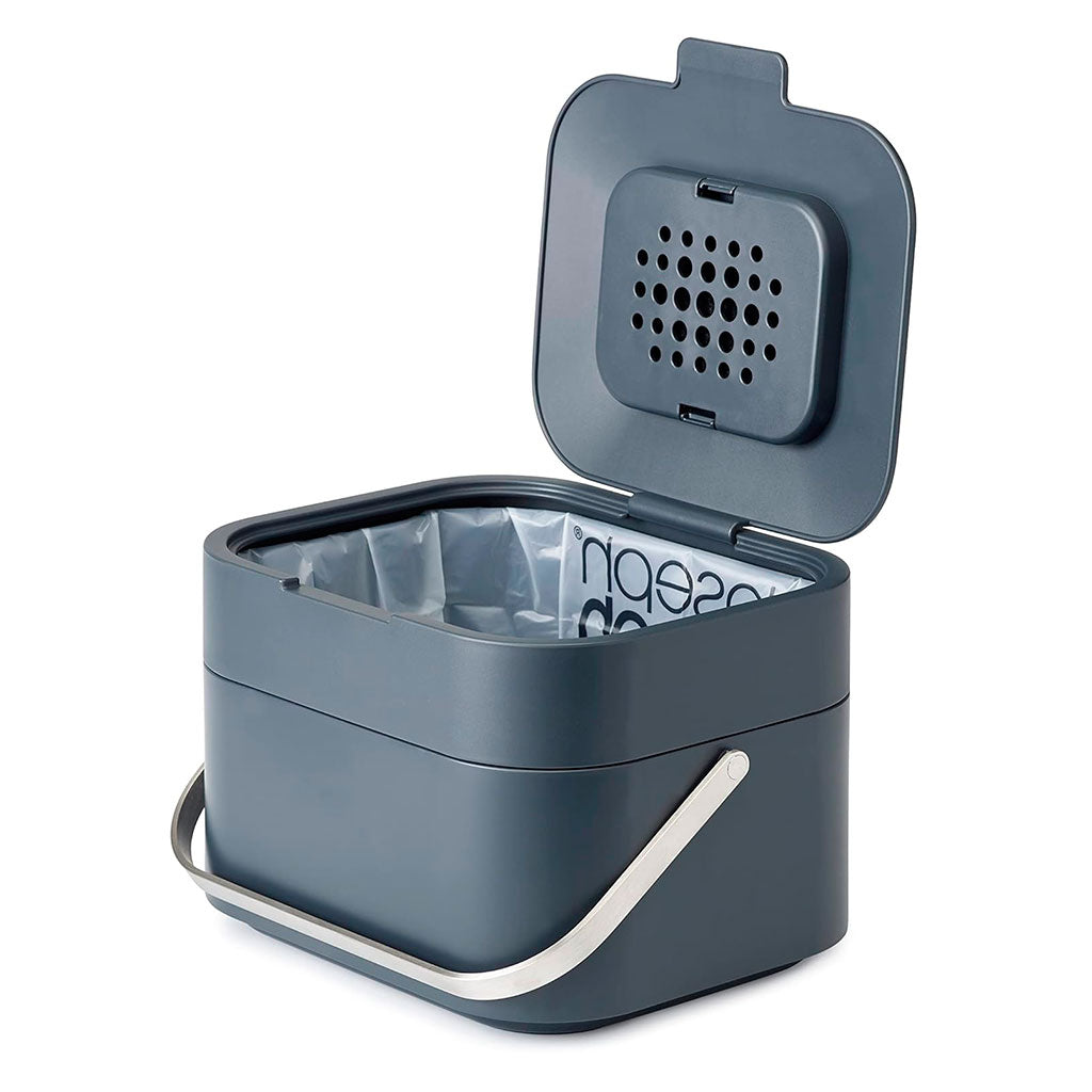 Contenedor de Reciclaje Stack 4 L de Joseph Joseph para Basura Orgánica con Sistema de Ventilación y Filtro Atrapa Olores, Ideal para Encimera
