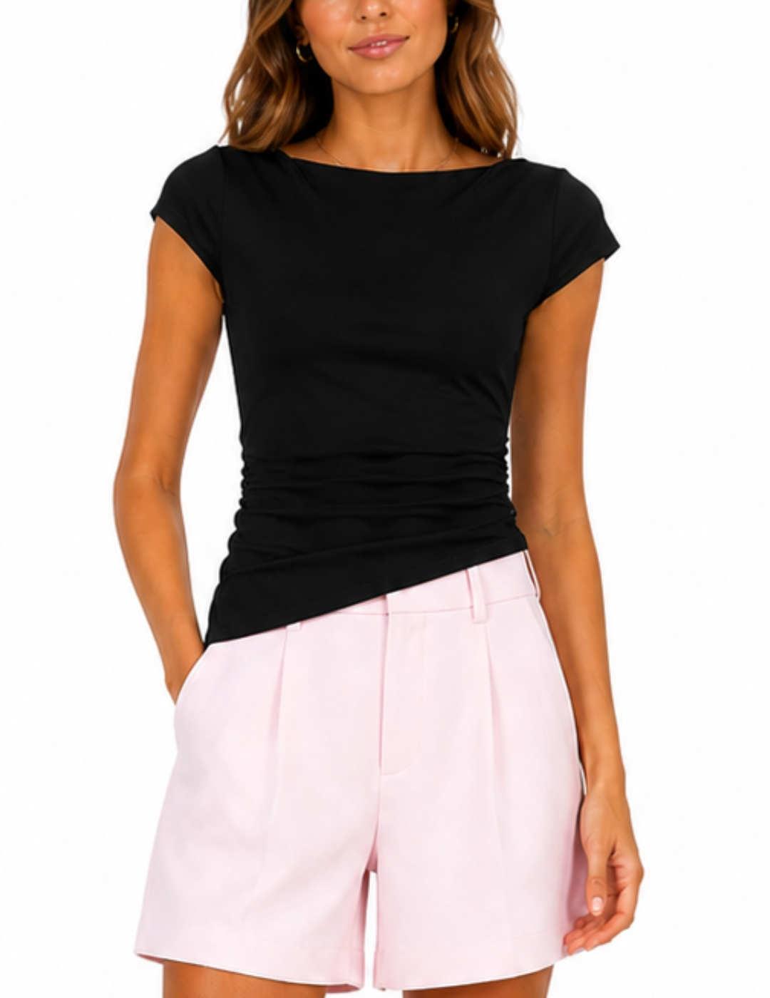Camiseta JJXX Amaia negro manga corta para mujer