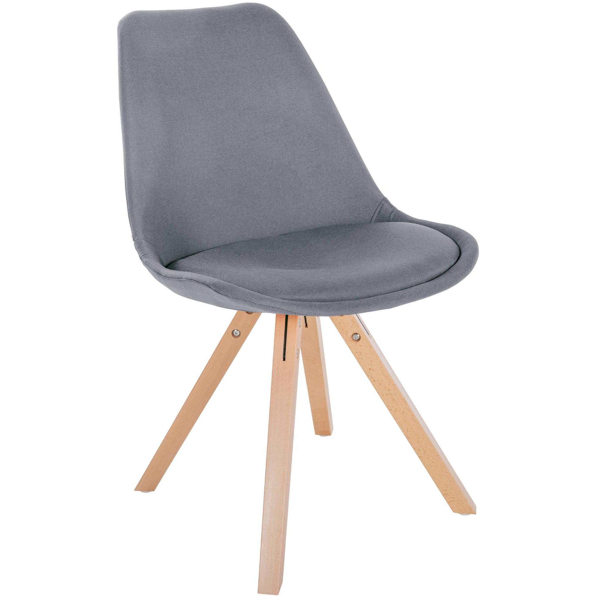 Silla de saln Sofia tapizada en tela Gris claro,Natural (cuadrado)
