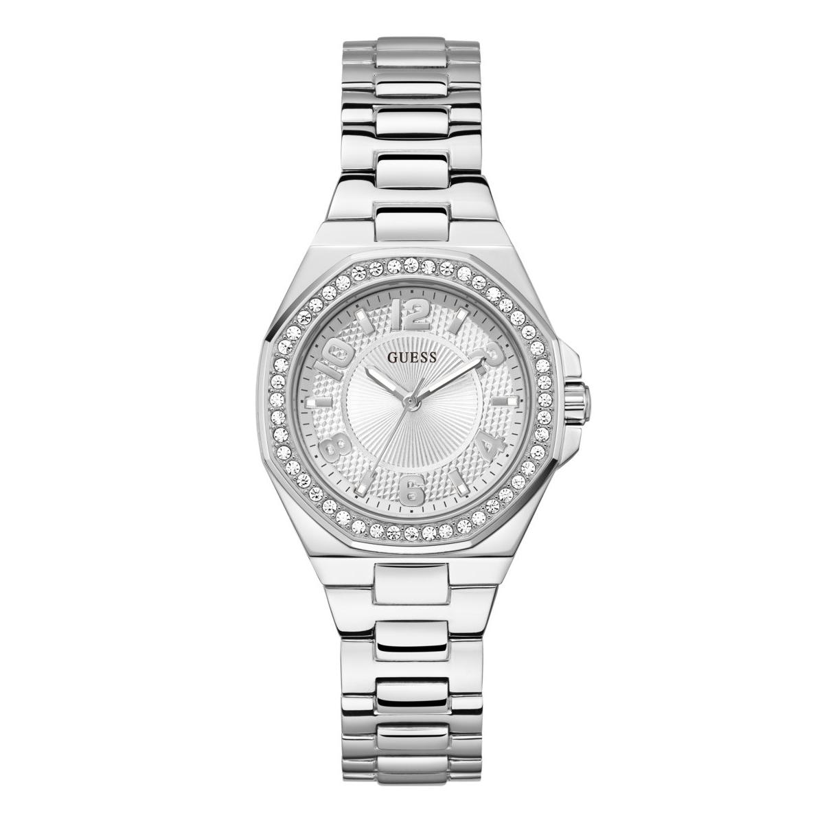 Guess Reloj Mujer Caja De Acero Reciclado Pulsera Acero De Color Plateado Resistente Al Agua 3 Atm Gw0877l1