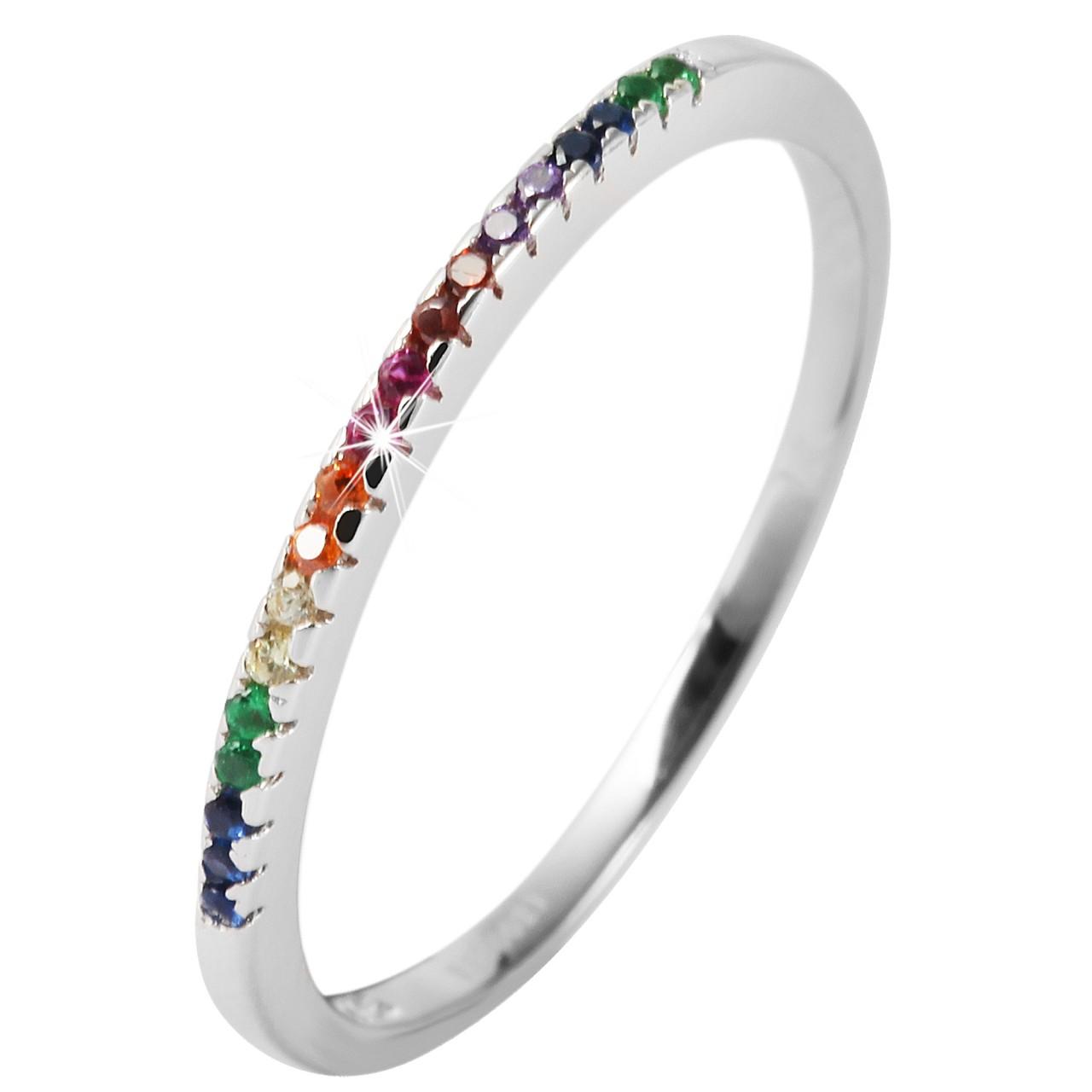Anillo em Prata de Lei 925 com Zircónias Banhado a Ródio - Tam.56